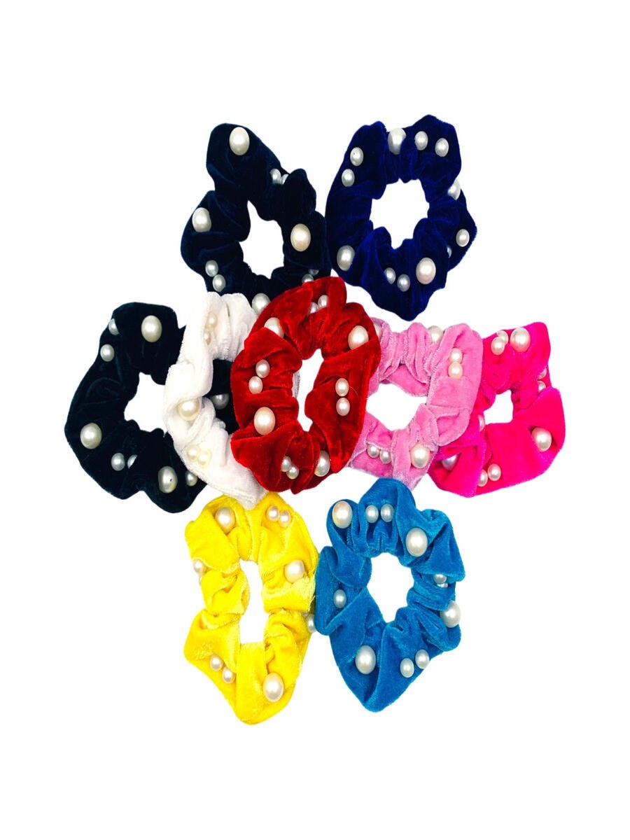 Xuxinha Veludo Scrunchie Laço Strass Rabico Kit 12 Peças