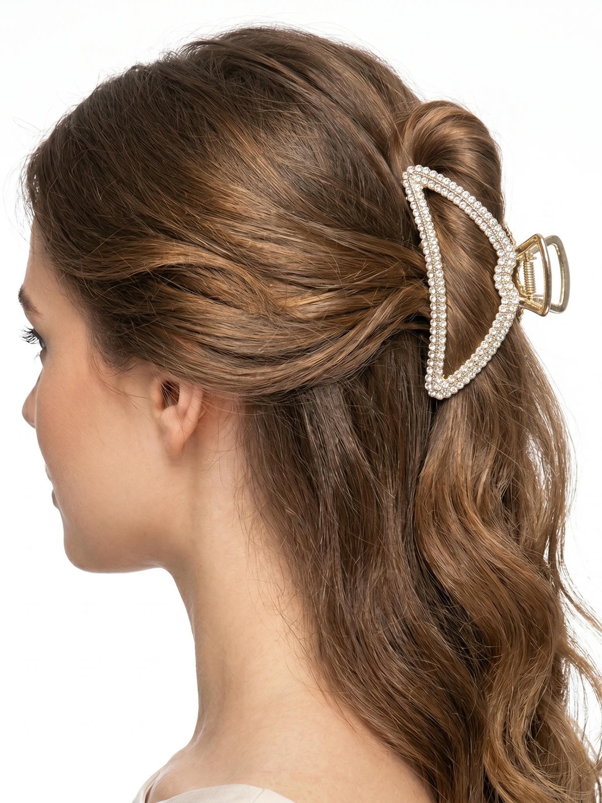 Piranha Cabelo Metal Strass Vazada Geométrica Luxo 12 Peças