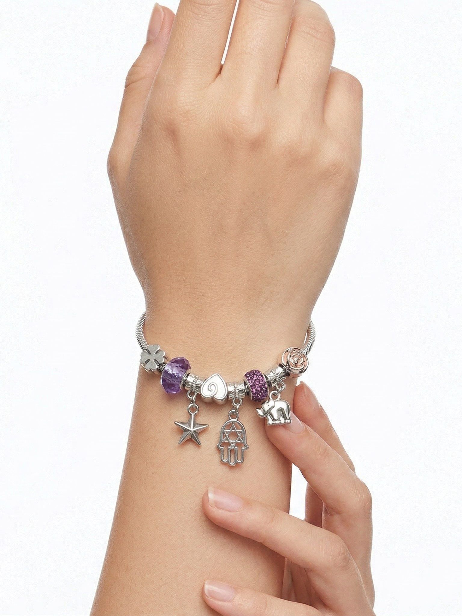 Pulseira Berloque Pingente Strass Bracelete Feminino 12Peças
