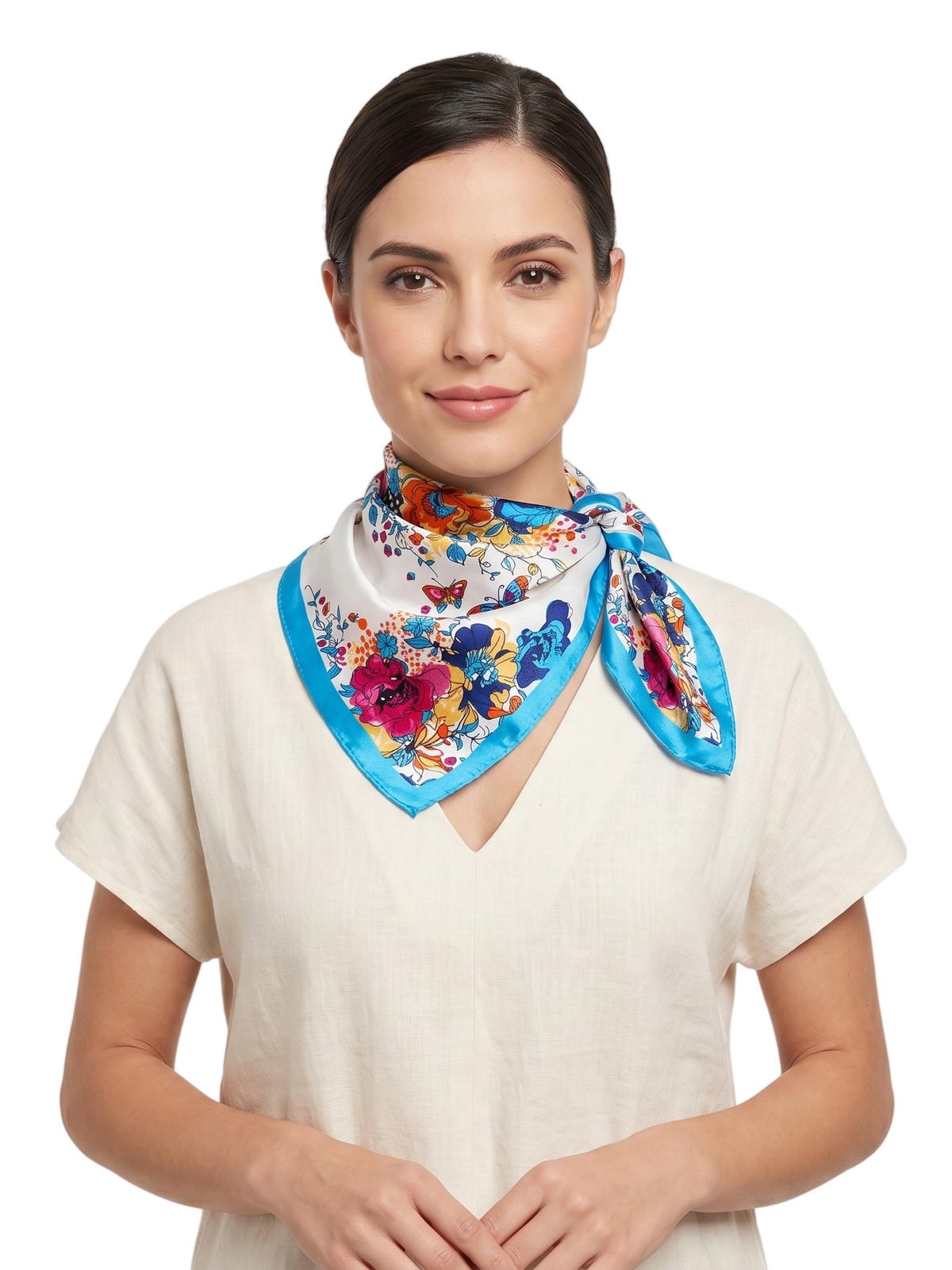 Lenço Echarpe Quadrado 50x50cm Estampa Floral Folhas 12Peças