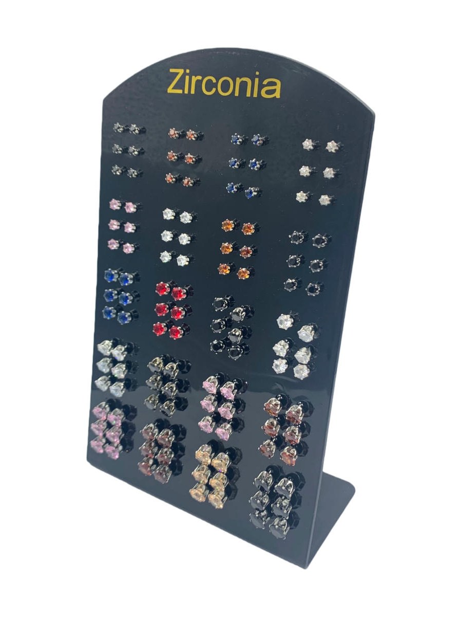 Brincos Strass Redondo Feminino Kit Cartela 60 Pares
