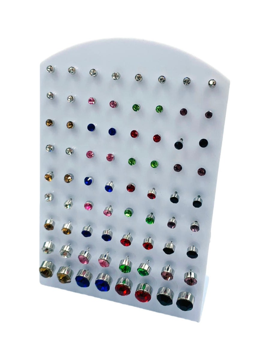 Brincos Strass Perola Cartela Feminino Kit 36 Pares