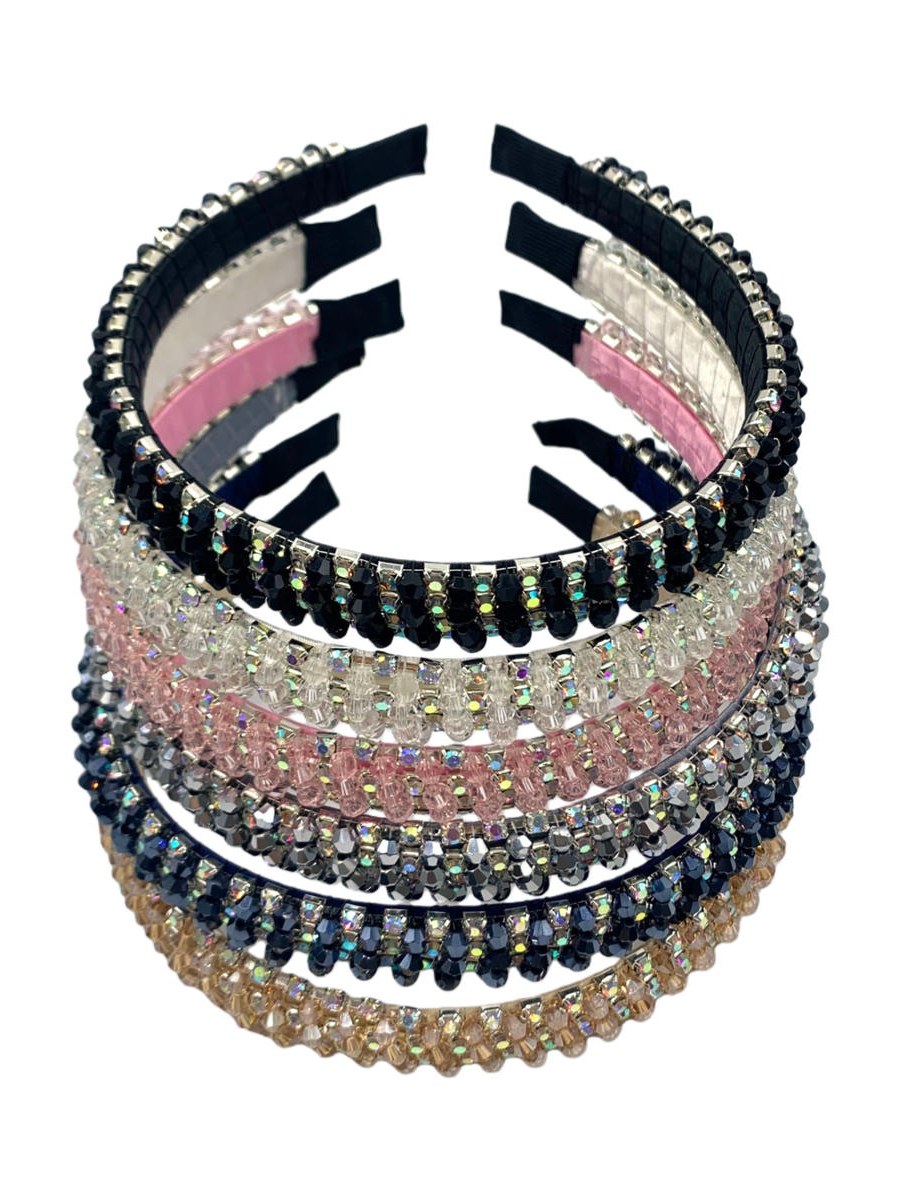 Tiara de Cabelo Arco Feminina Cristal Strass Luxo Kit 12Peça