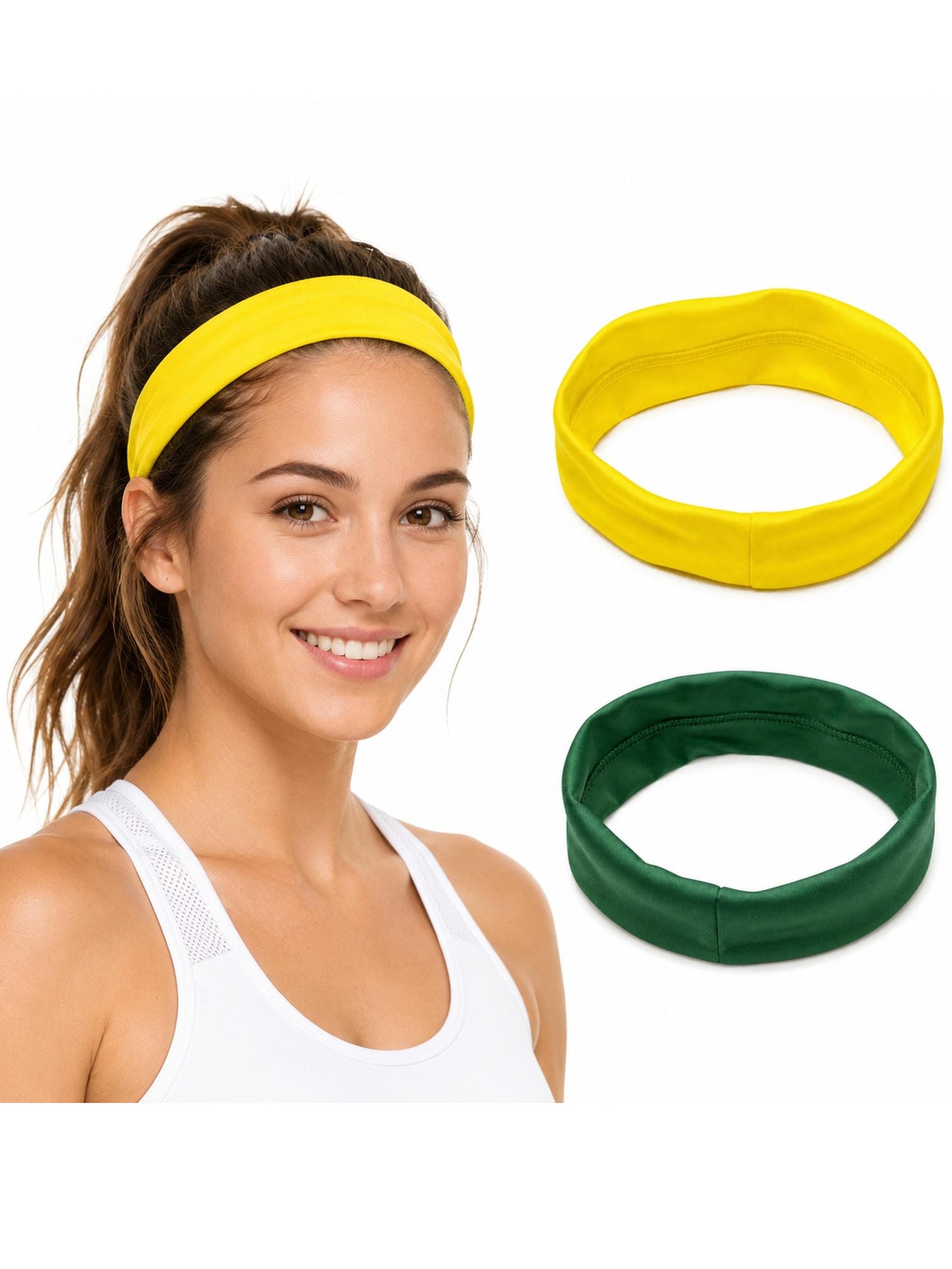 Faixa Cabelo Esportiva Torcida Brasil Moda Kit 12 Pecas