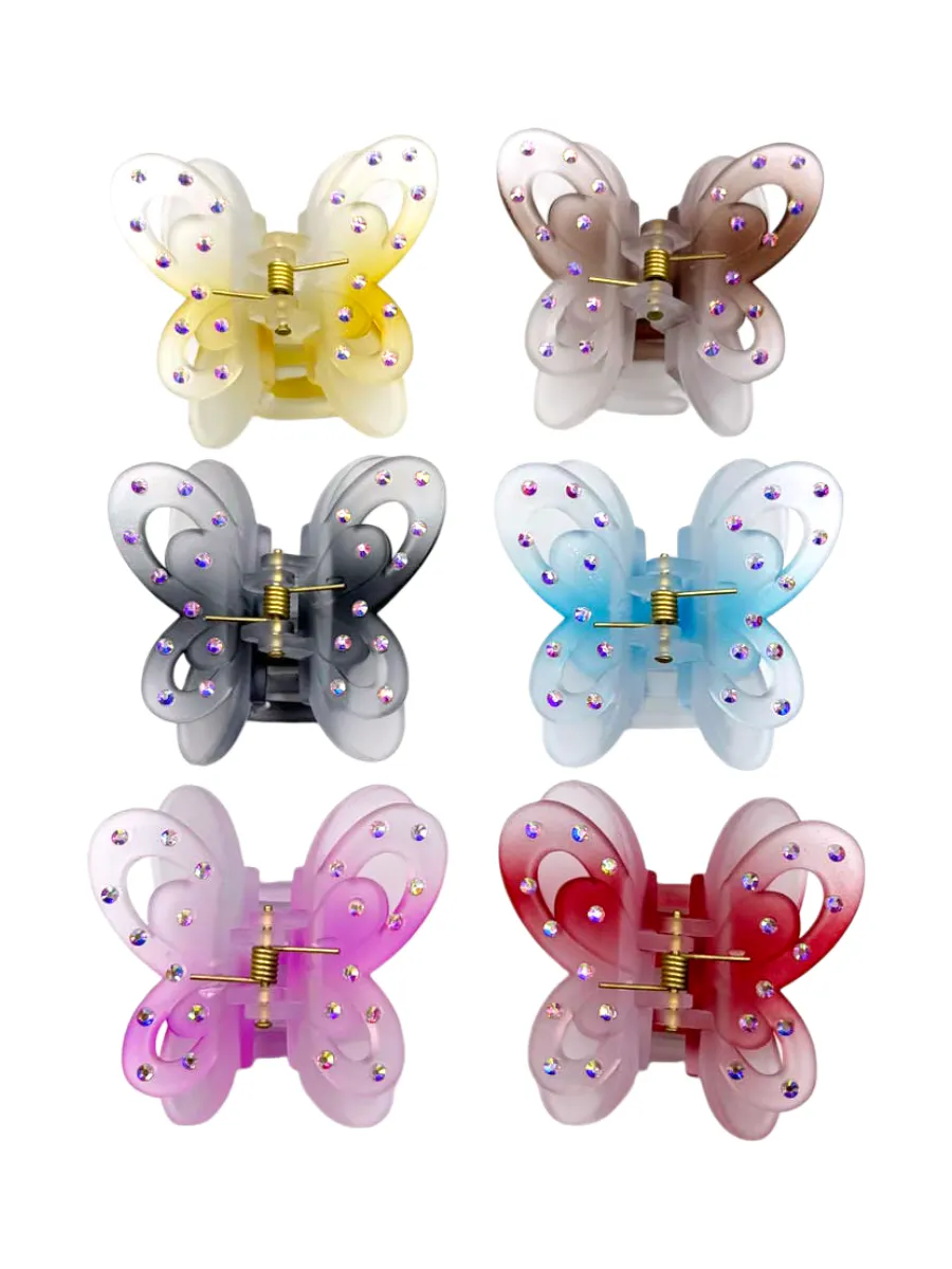 Piranha Cabelo Borboleta Fosca Degradê Presilha Kit 12 Peças