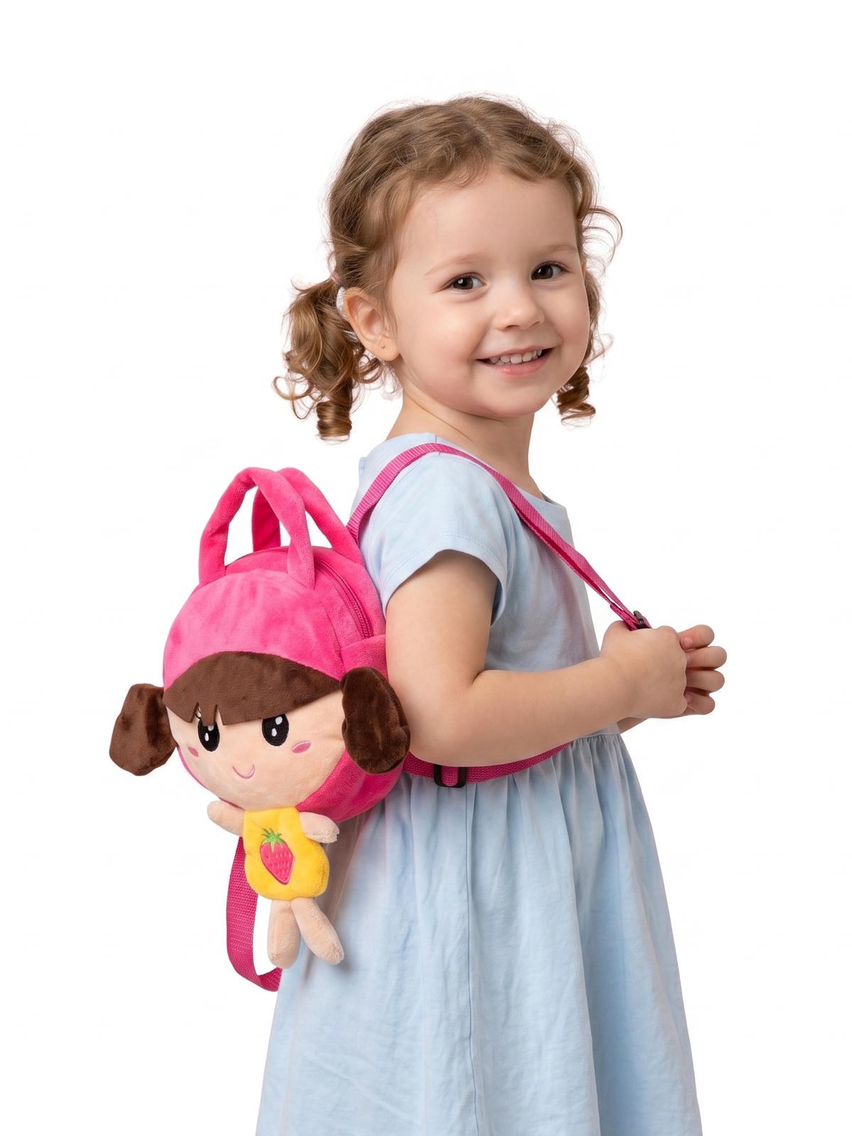 Bolsa Transversal Infantil Pelucia Menina Boneca Flor 12Peça