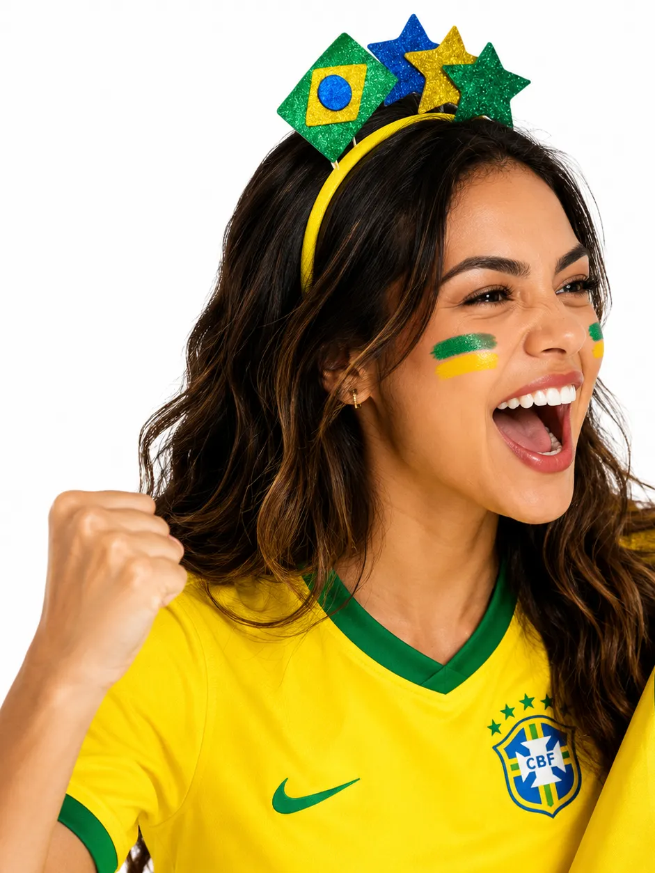 Tiara Cabelo Brasil Torcedora Glitter Copa Carnaval Moda 12U