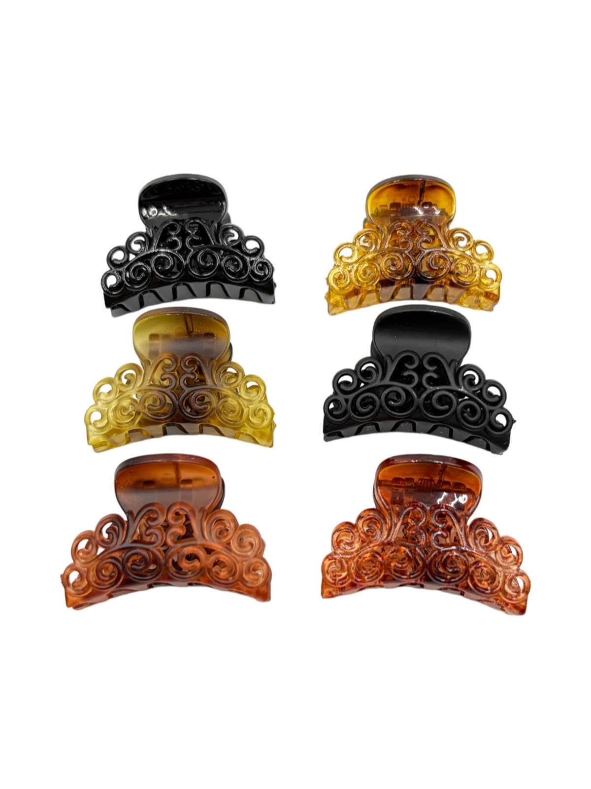 Piranha Cabelo Plástico Tartaruga Cores Clássicas 12 Peças