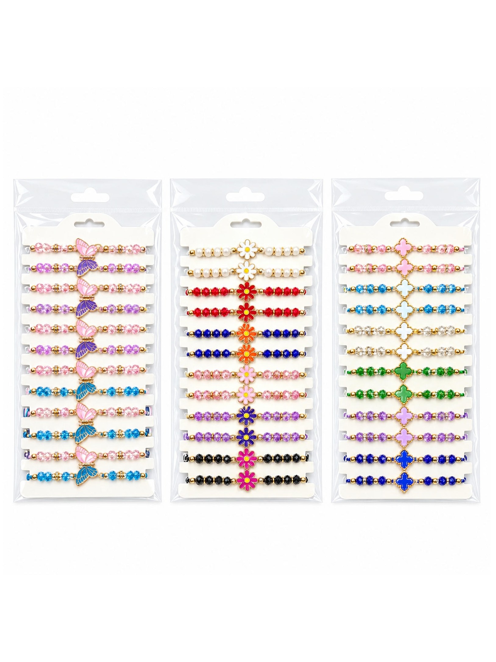 Kit 12 Pulseira Regulável Cordão Trançado Pingente Cristal