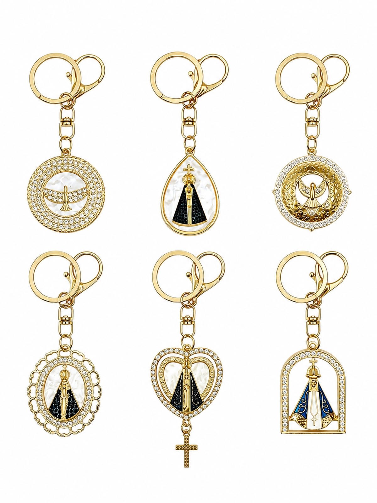 Kit 12 Chaveiro Religioso Católico com Pingente Decorativo