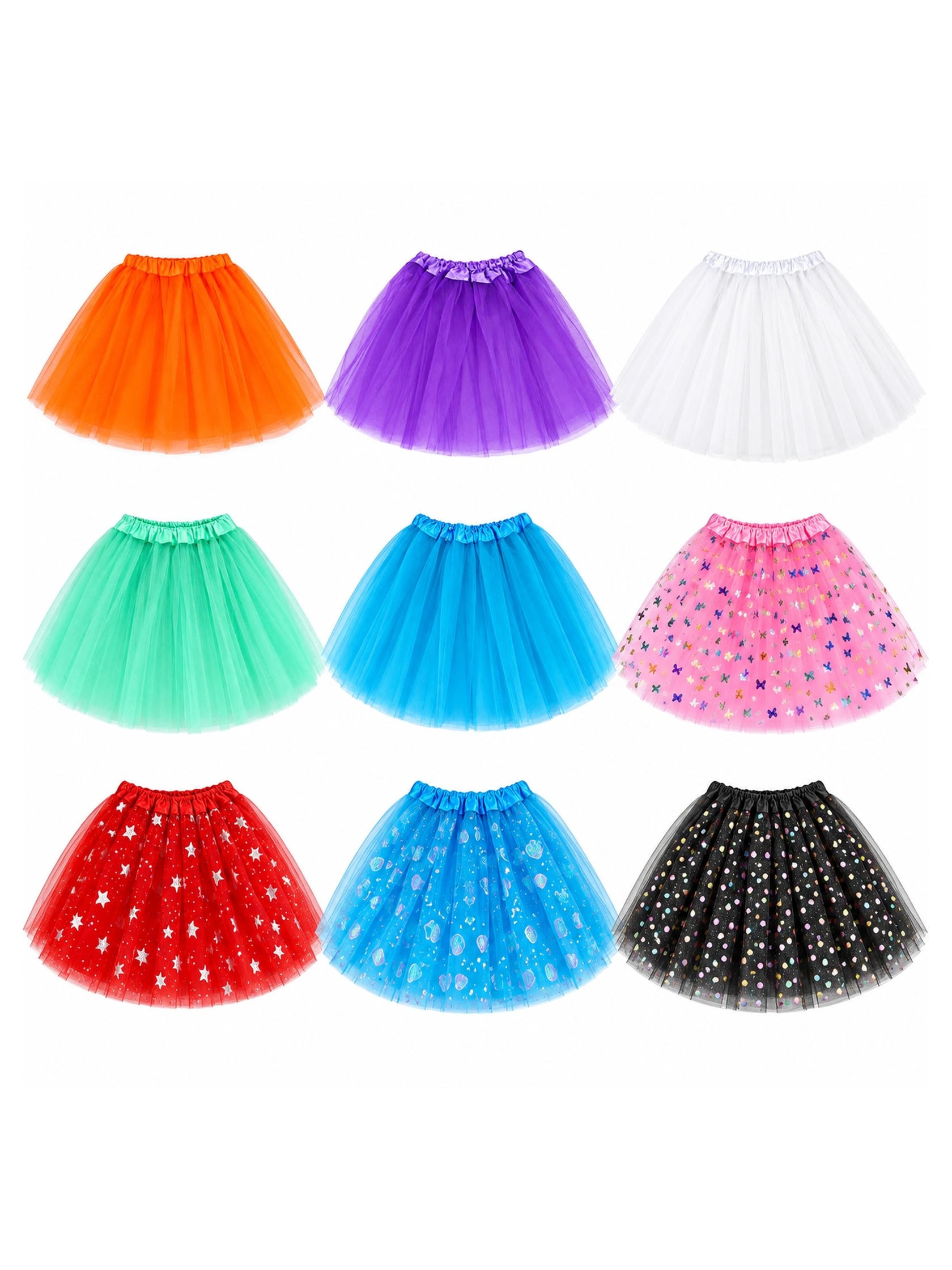 Kit 6 Saia Tule Tutu Infantil Presente Dia Das Crianças 40cm