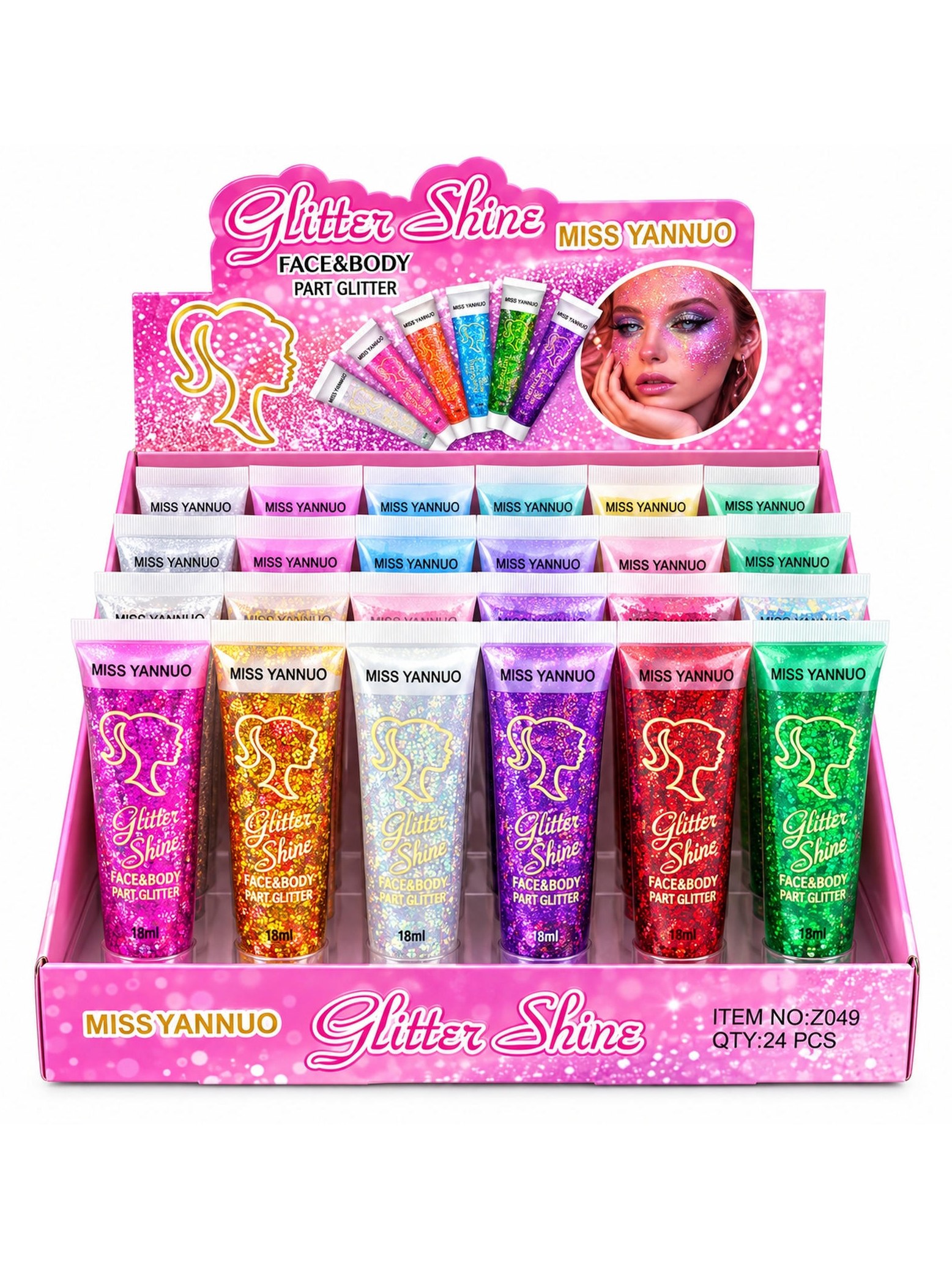 Kit 24 Glitter em Gel para Corpo e Rosto Maquiagem Festa
