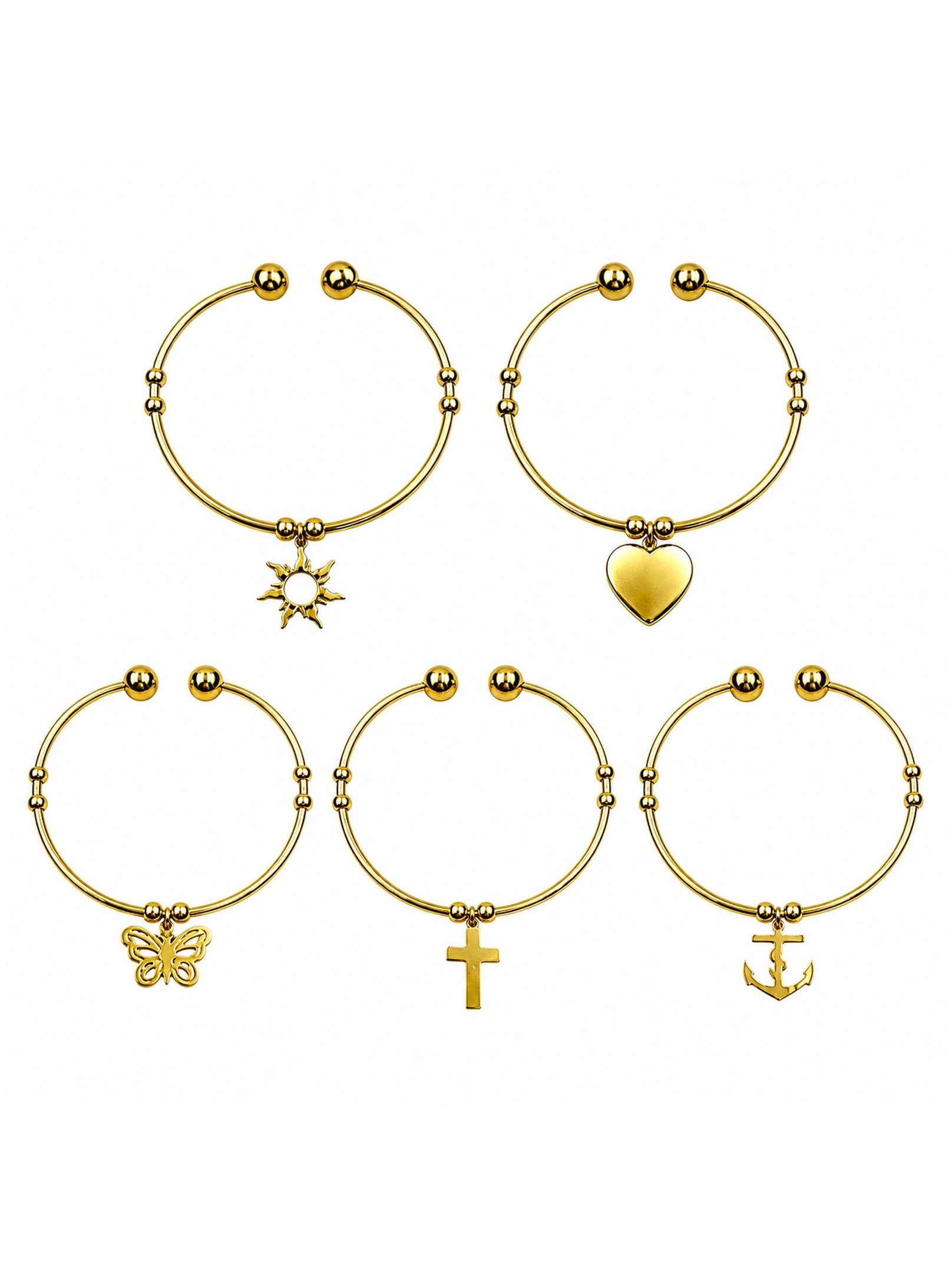 Pulseira com Pingentes Ajustáveis Feminina Kit 12 Peças