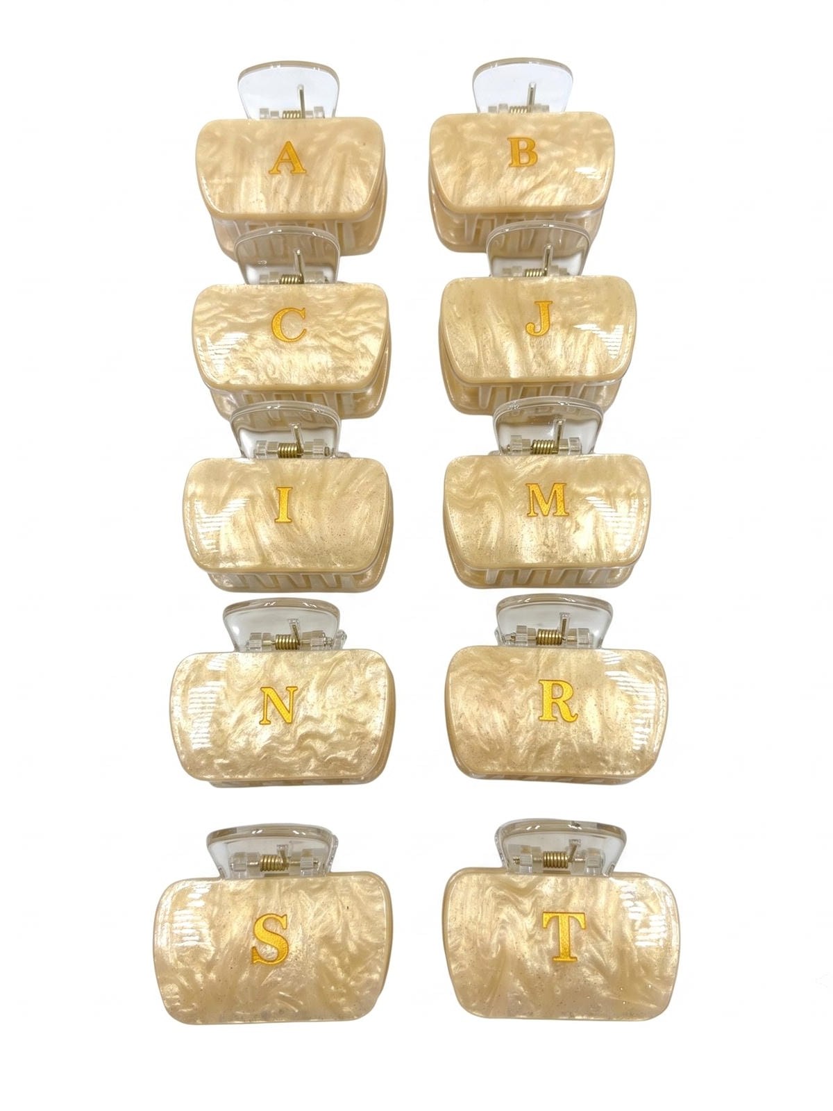 Presilha Piranha Creme Marmorizada Blogueirinha 6cm Kit 12PC