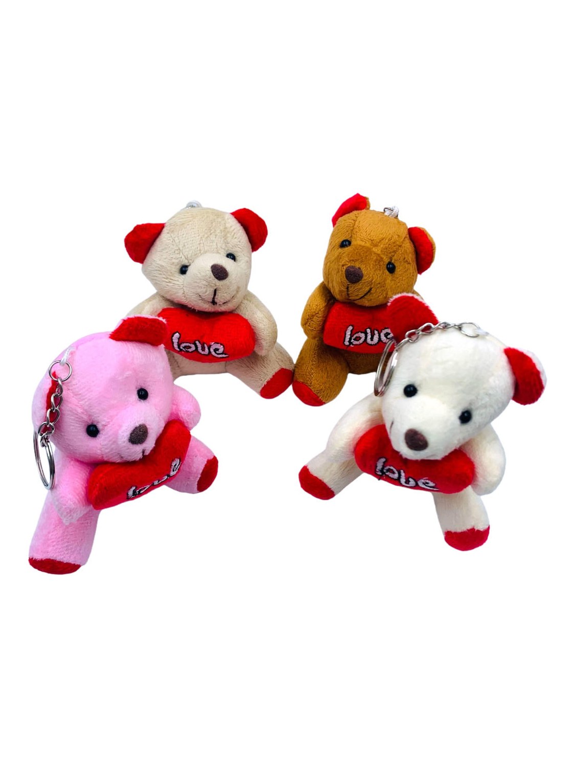 Chaveiro Ursinho Pelucia Romantico Coracao Laco Kit 12 Peças
