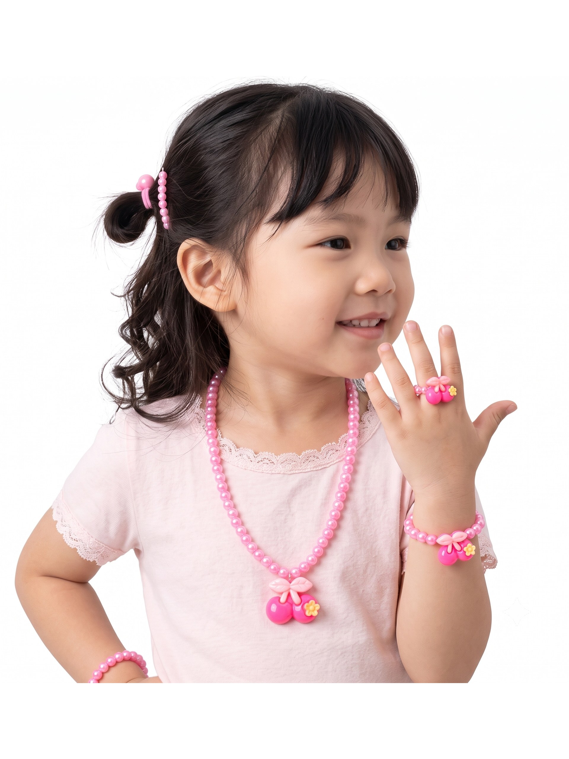 Kit Colar Pulseira Anel Infantil Desenho Animado com 36Peças