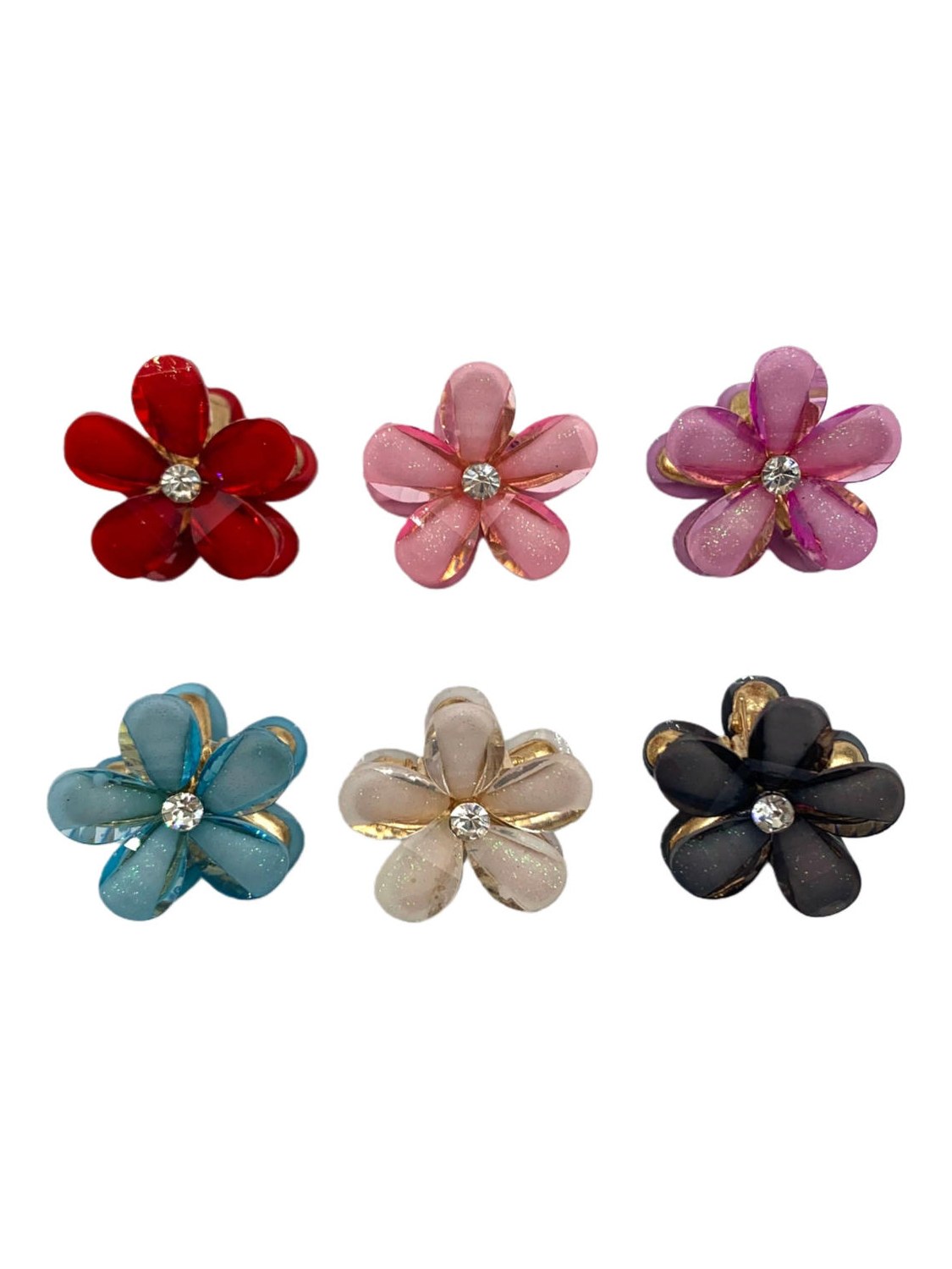 Piranha Cabelo Flor Cristal Strass Delicada Kit 12 Peças