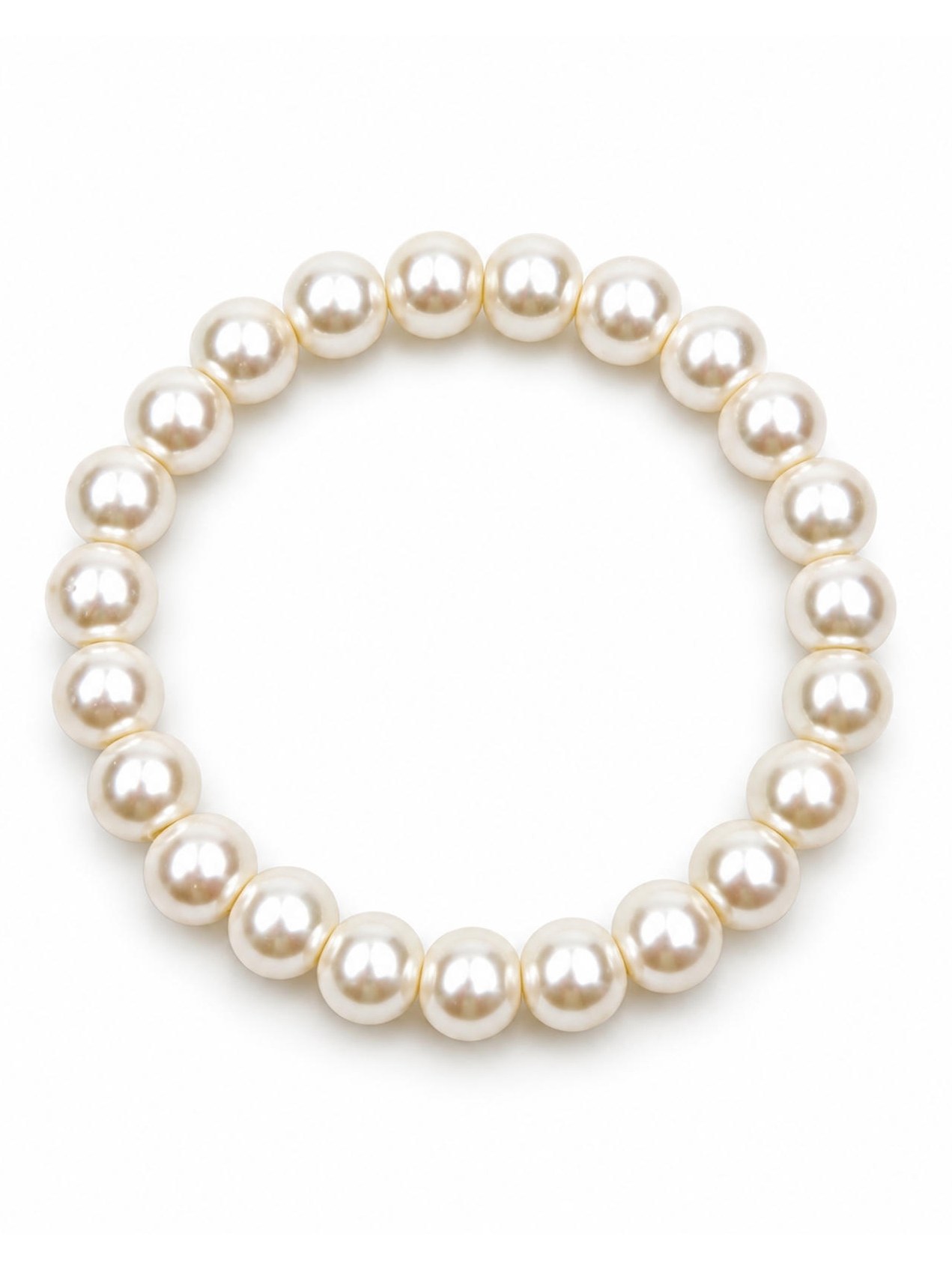 Kit 12 Pulseira de Pérolas Clássica Feminina com Elástico