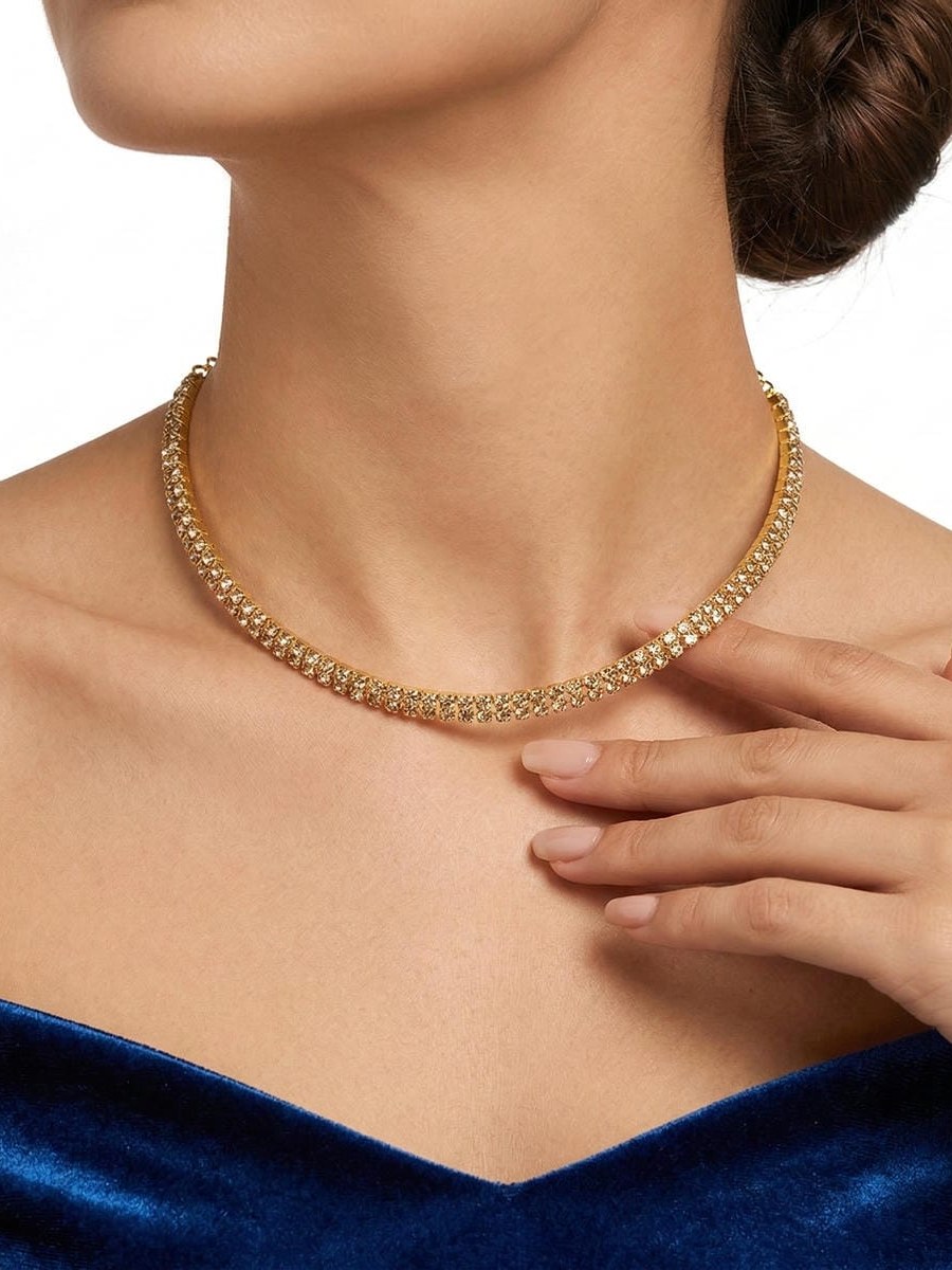 Colar Gargantilha Choker 3 Fileira Strass Feminino 12 Peças