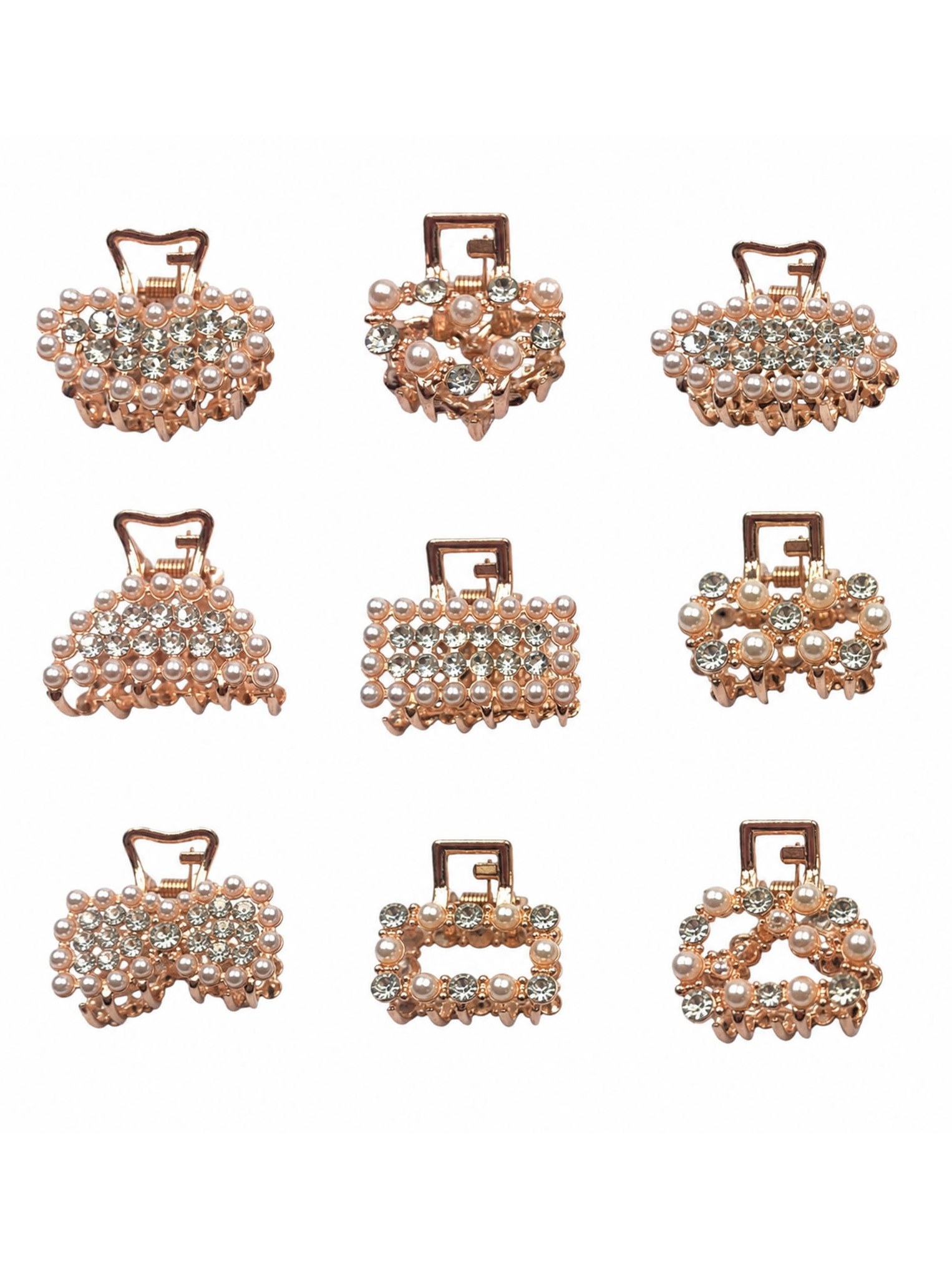 Piranha de Metal Cabelo Strass Perola Presilha Fofa 12 Peças