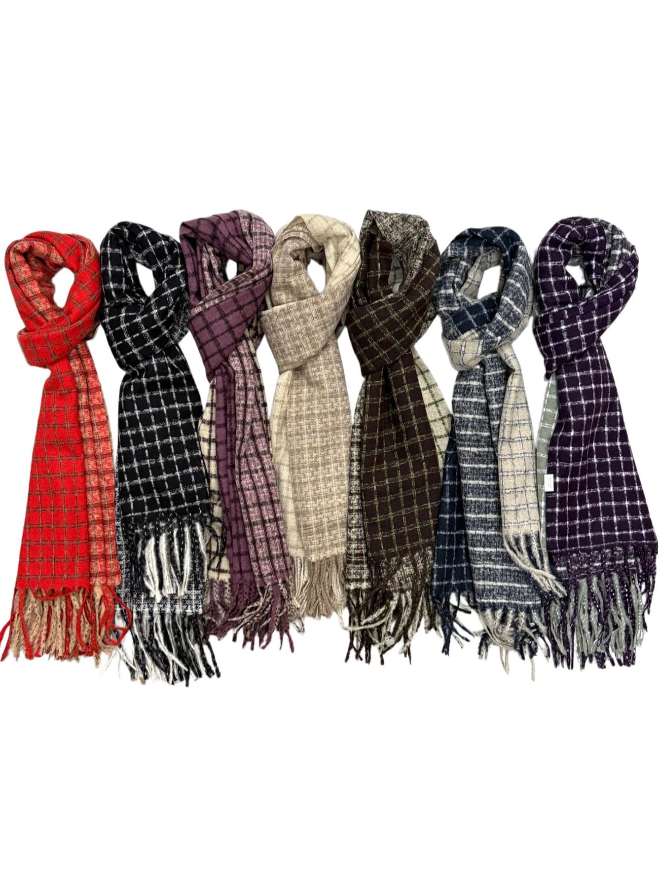 Cachecol Pashmina Xadrez Inverno Frio Grosso Elegante Kit12U