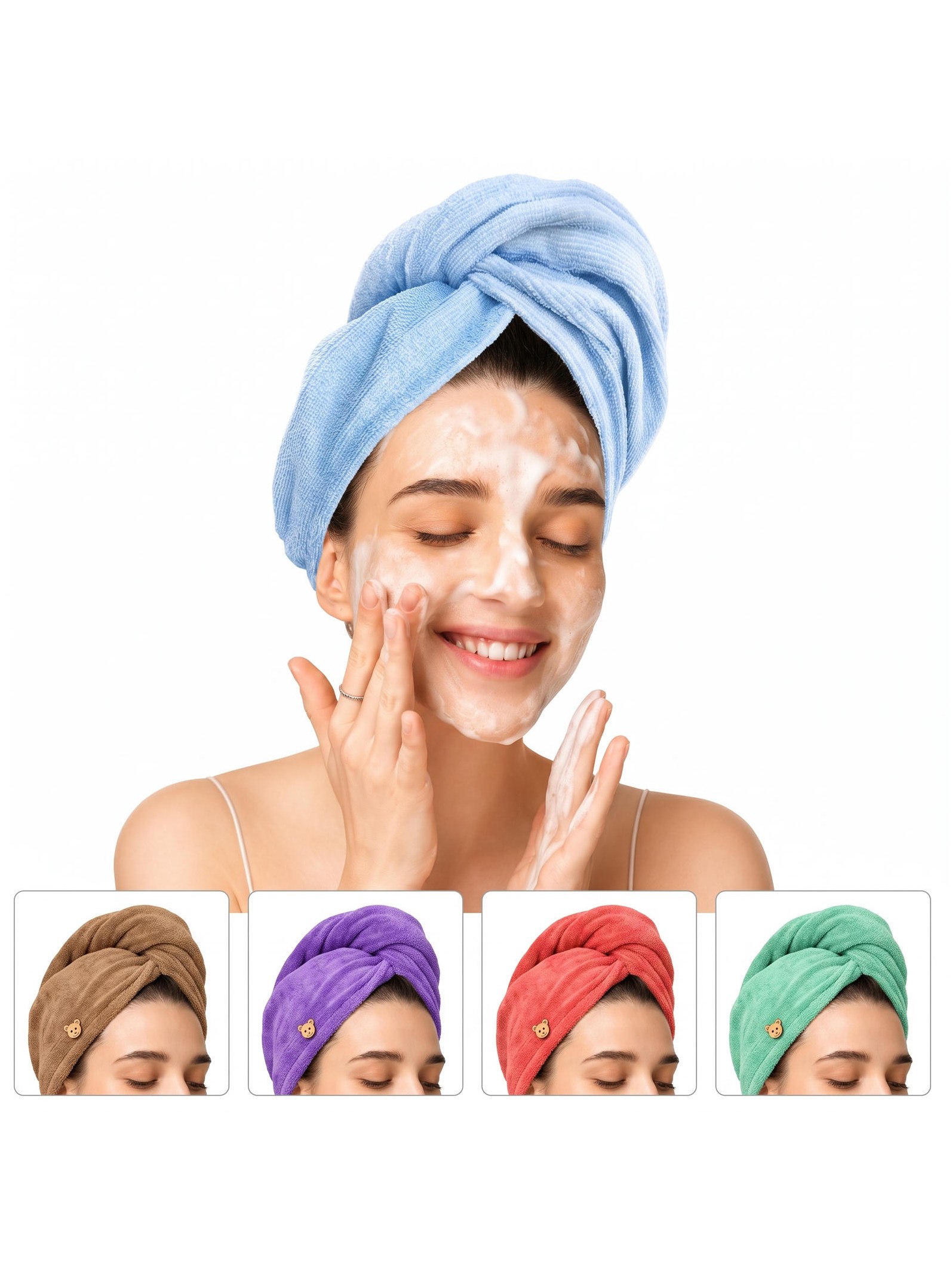Toalha Magica Secar Cabelo Microfibra Absorvente Botao 12pcs