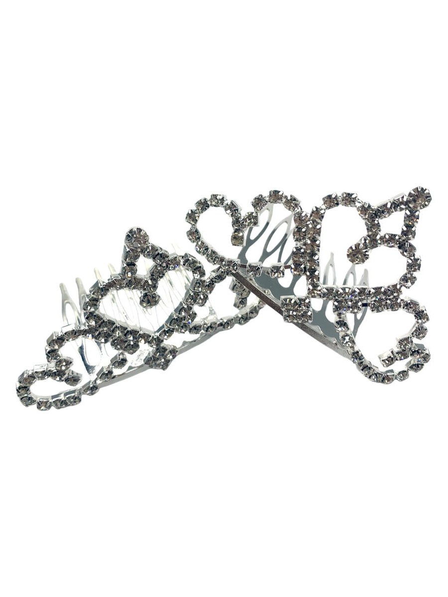Pente Coroa Strass Brilho Tiara Enfeite Penteado 12 Peças G