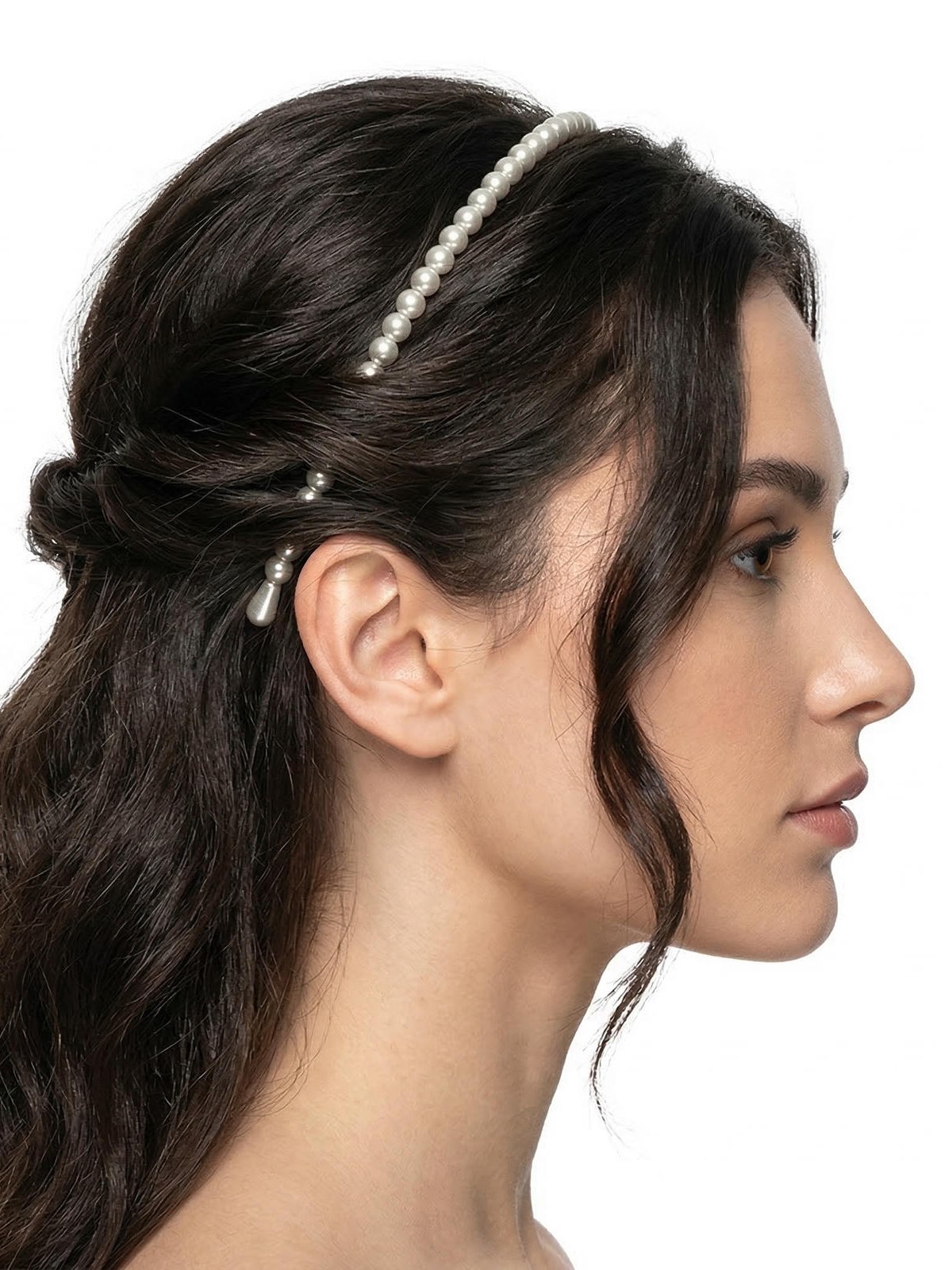 Tiara de Cabelo com Perolas e Strass Arquinho Delicado 12 PC