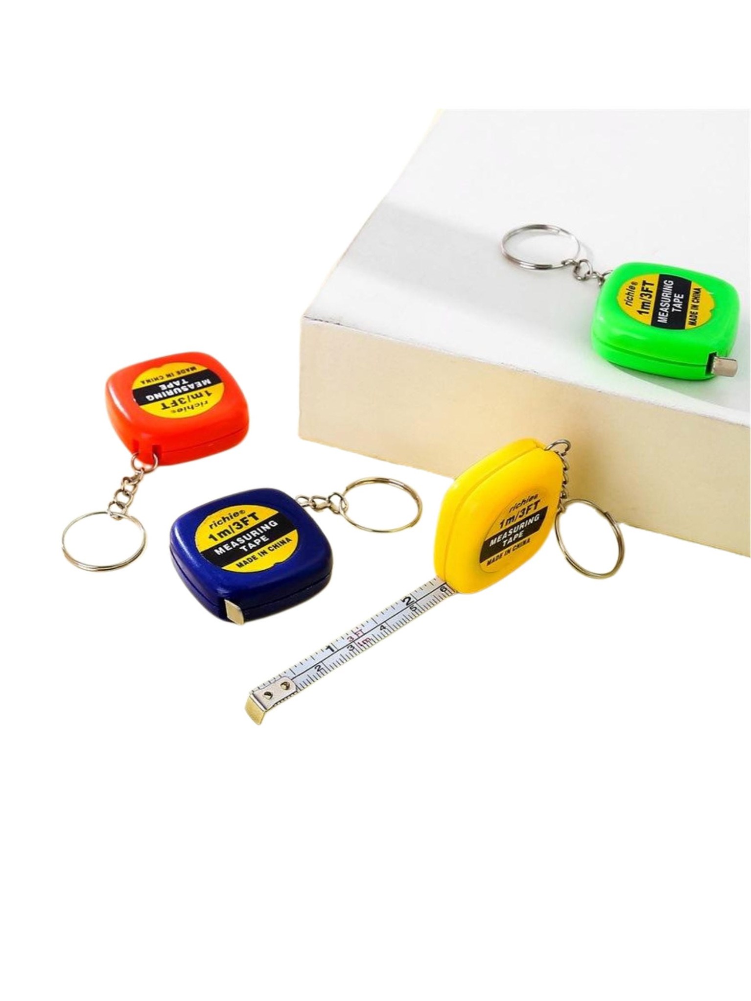 Mini Trena Chaveiro 1m Fita Métrica Retrátil Kit 12 Peças