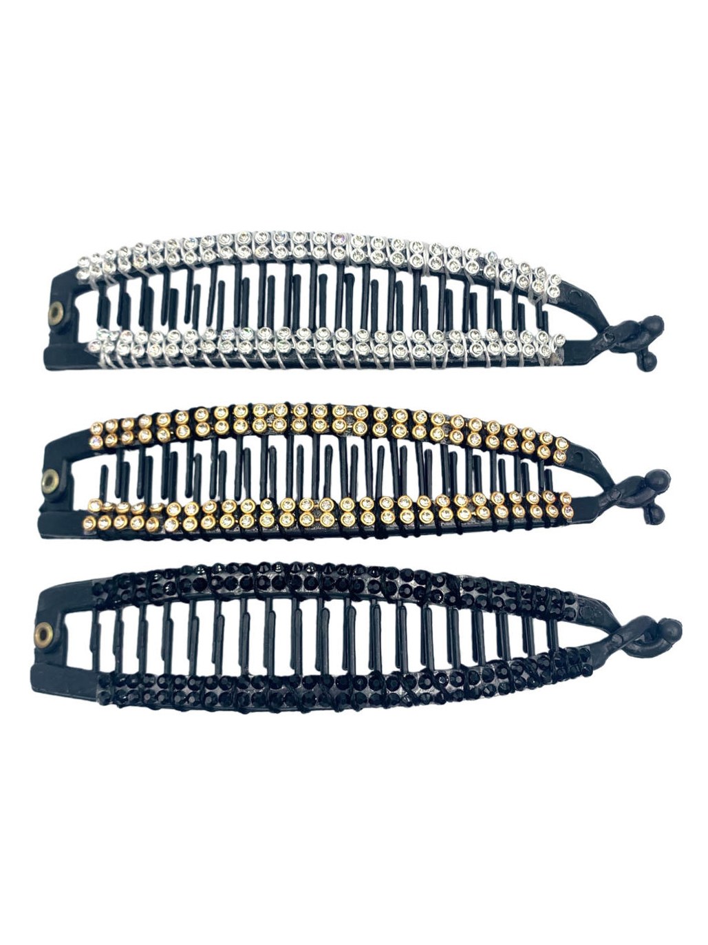 Kit Prendedor Banana de Cabelo com Strass Presilha 6 Peças