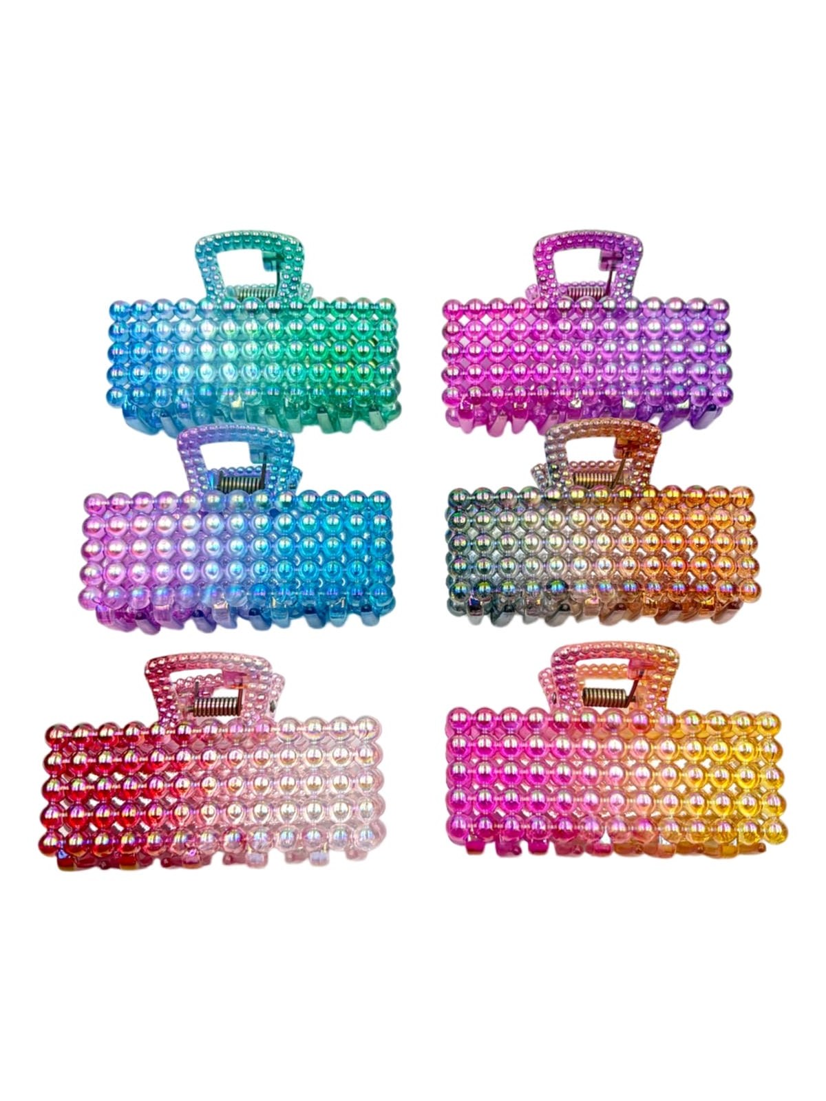 Piranha Cabelo Retangular Degradê Bolinhas Furta Cor 12Peças