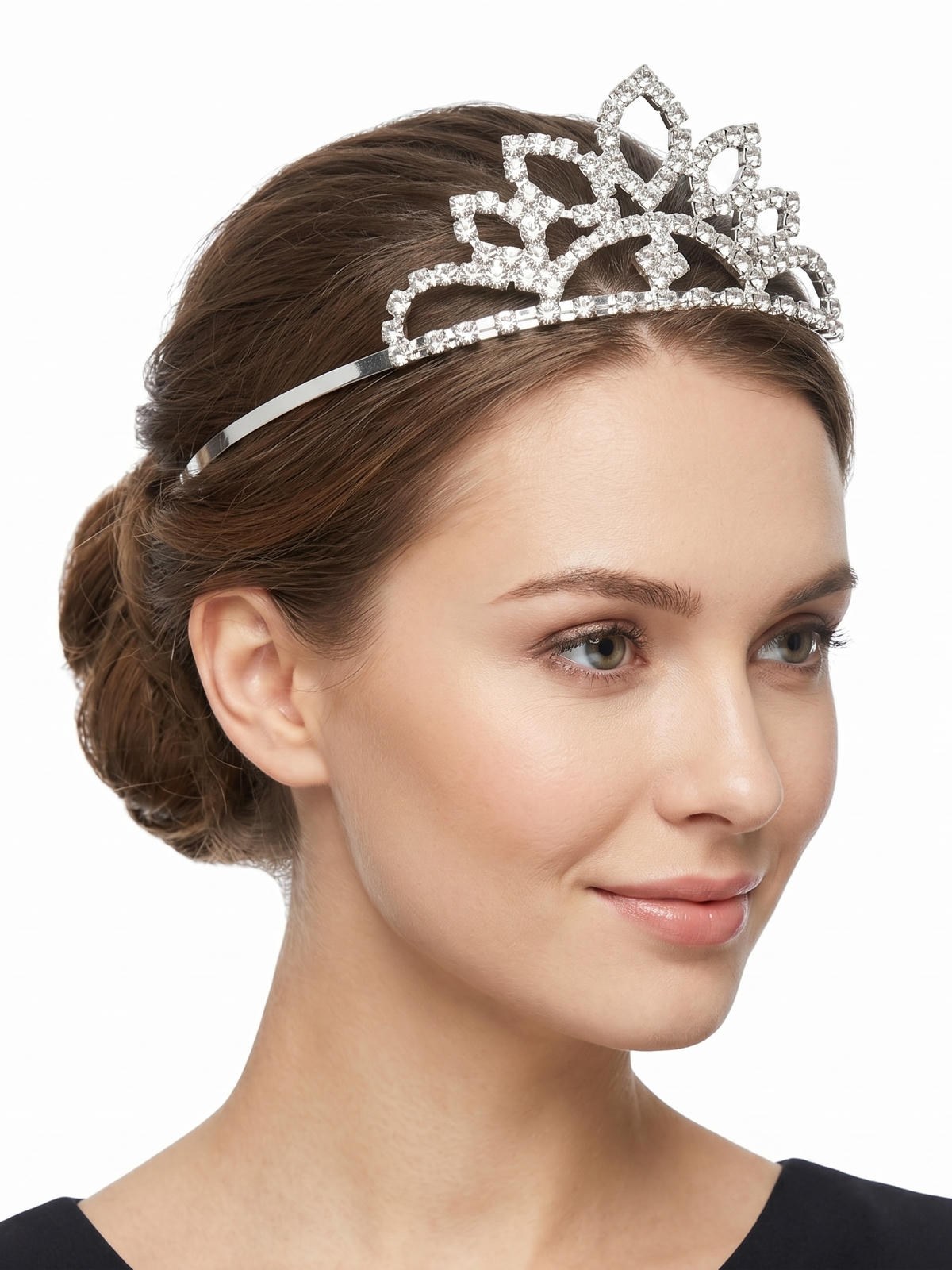 Tiara Coroa Cabelo Strass Princesa Menina com Pente Kit 12un