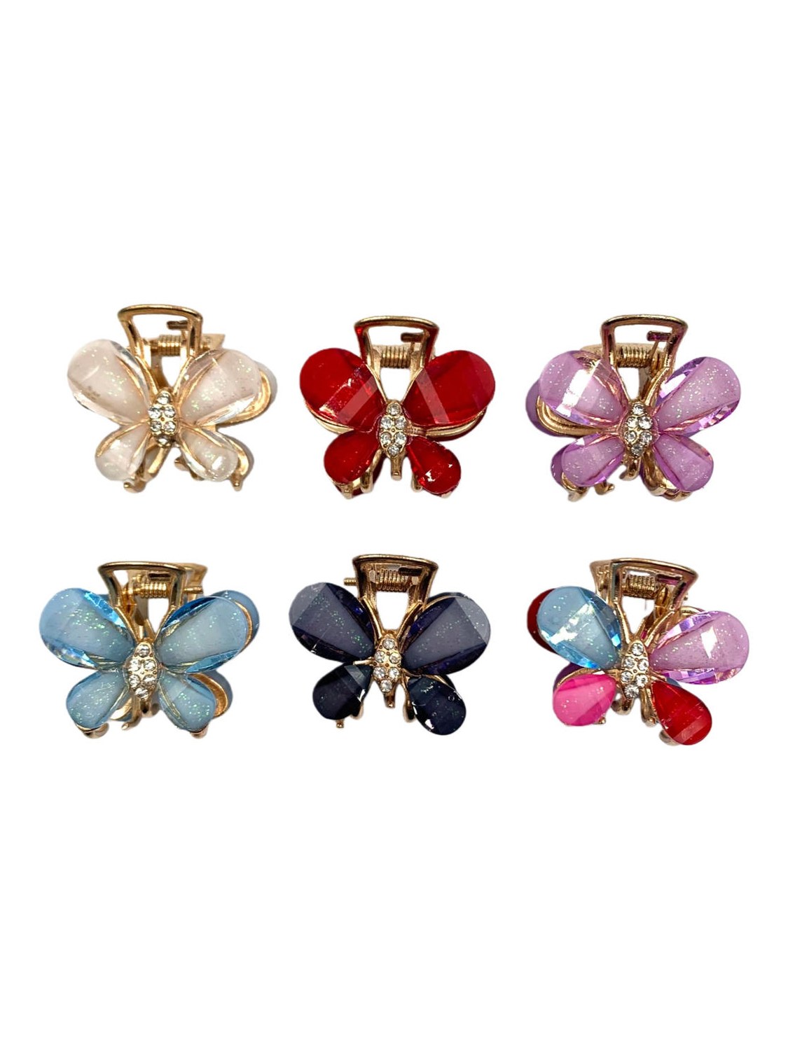 Piranha Cabelo Metal Borboleta Cristal Strass Kit 12 Peças
