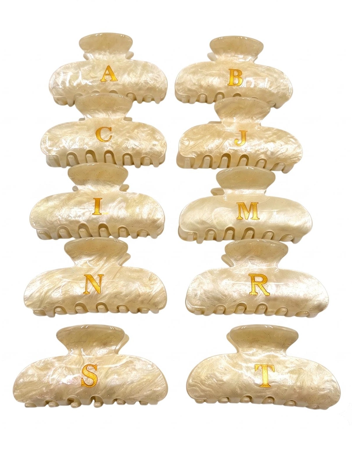 Presilha Piranha Creme Marmorizada Blogueirinha 8cm Kit 12PC