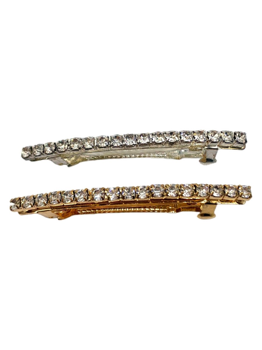Presilha Cabelo 1 Fileira Strass Fecho Frances Metal 12Peças