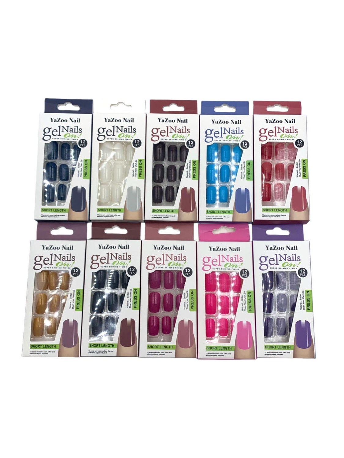 Unhas Postiças Autocolantes Efeito Gel Lisas Fosco Kit