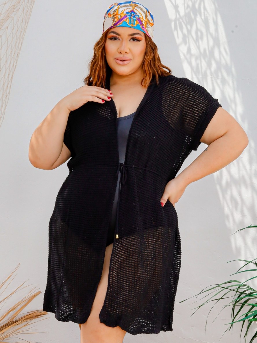 Saída Praia Plus Size Tricot Colete Feminina Verão