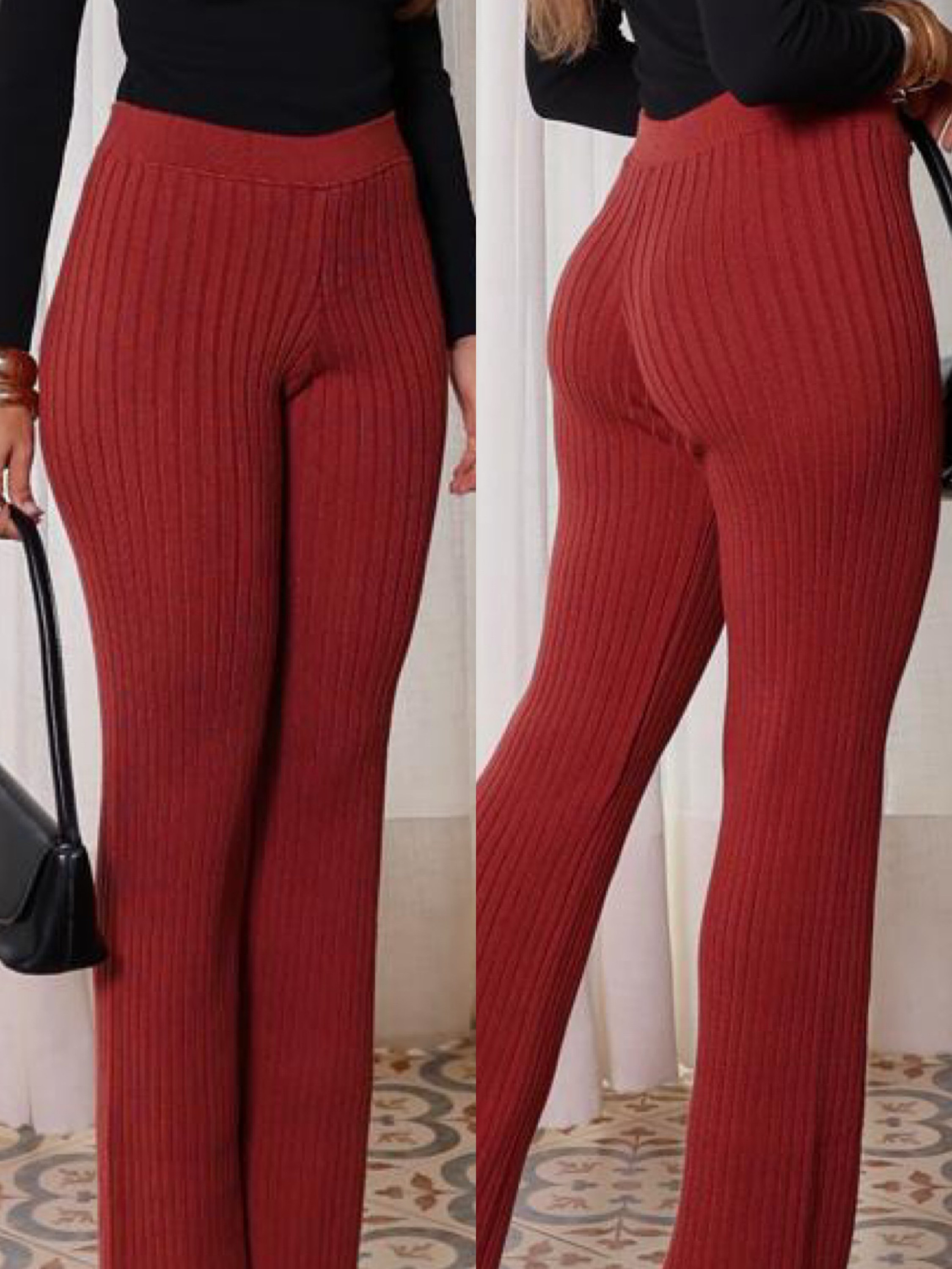 Calça Tricot Modal Elástico na Cintura Moda Feminina Casual