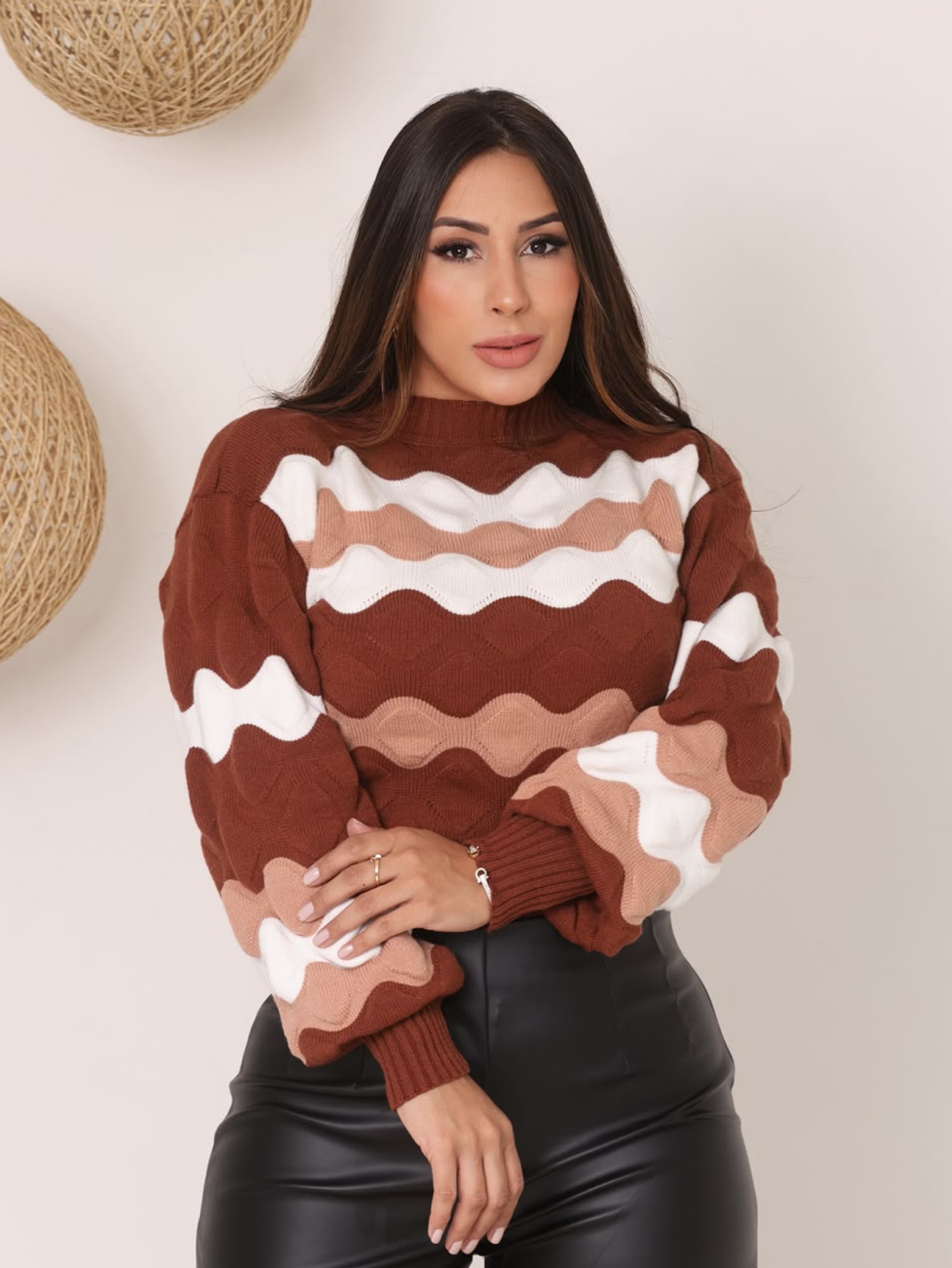 Blusa Tricot Modal Listrada Colorida Moda Feminina
