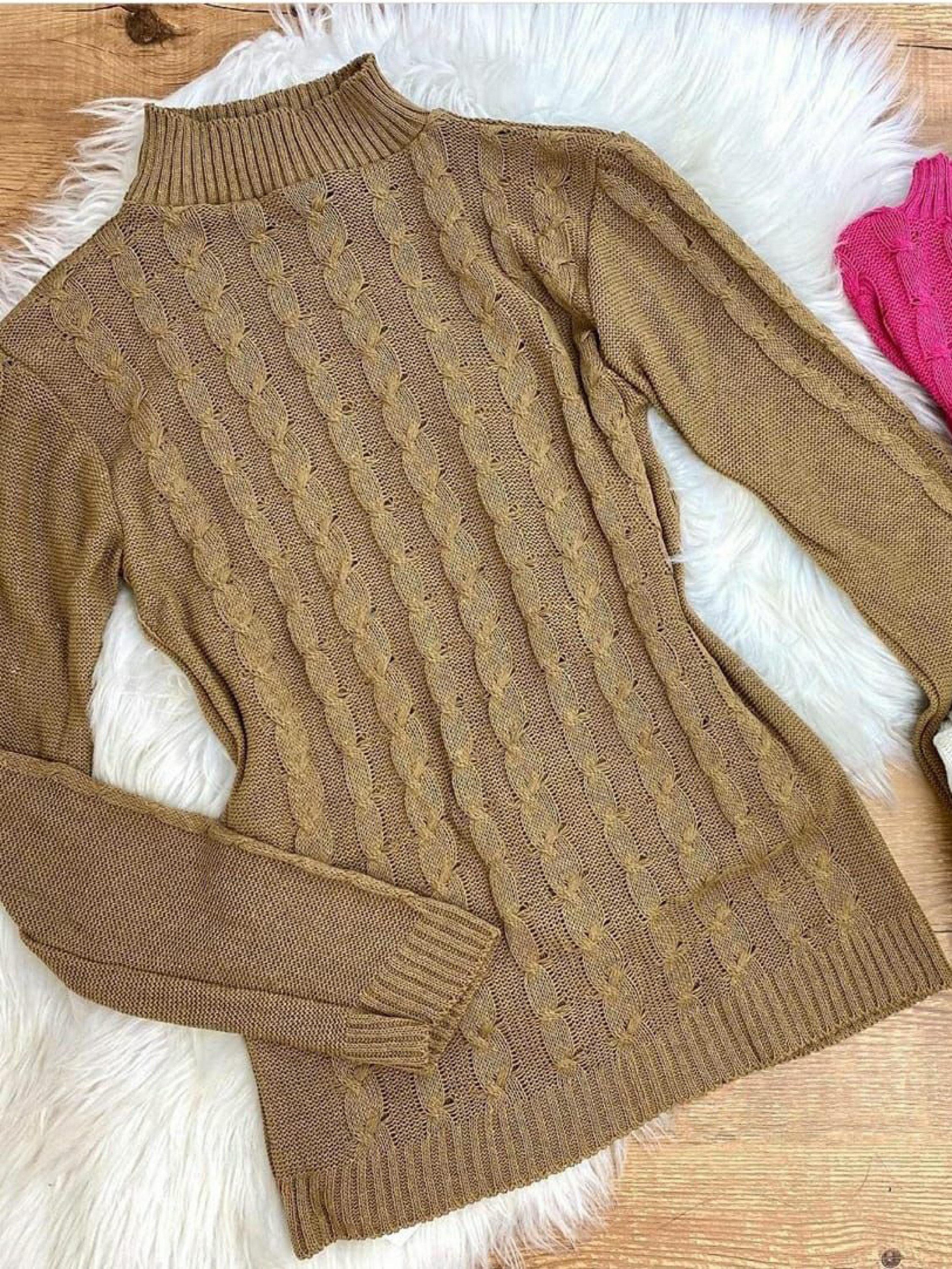 Blusa Tricot Trança Casual Moda Feminina Tendência