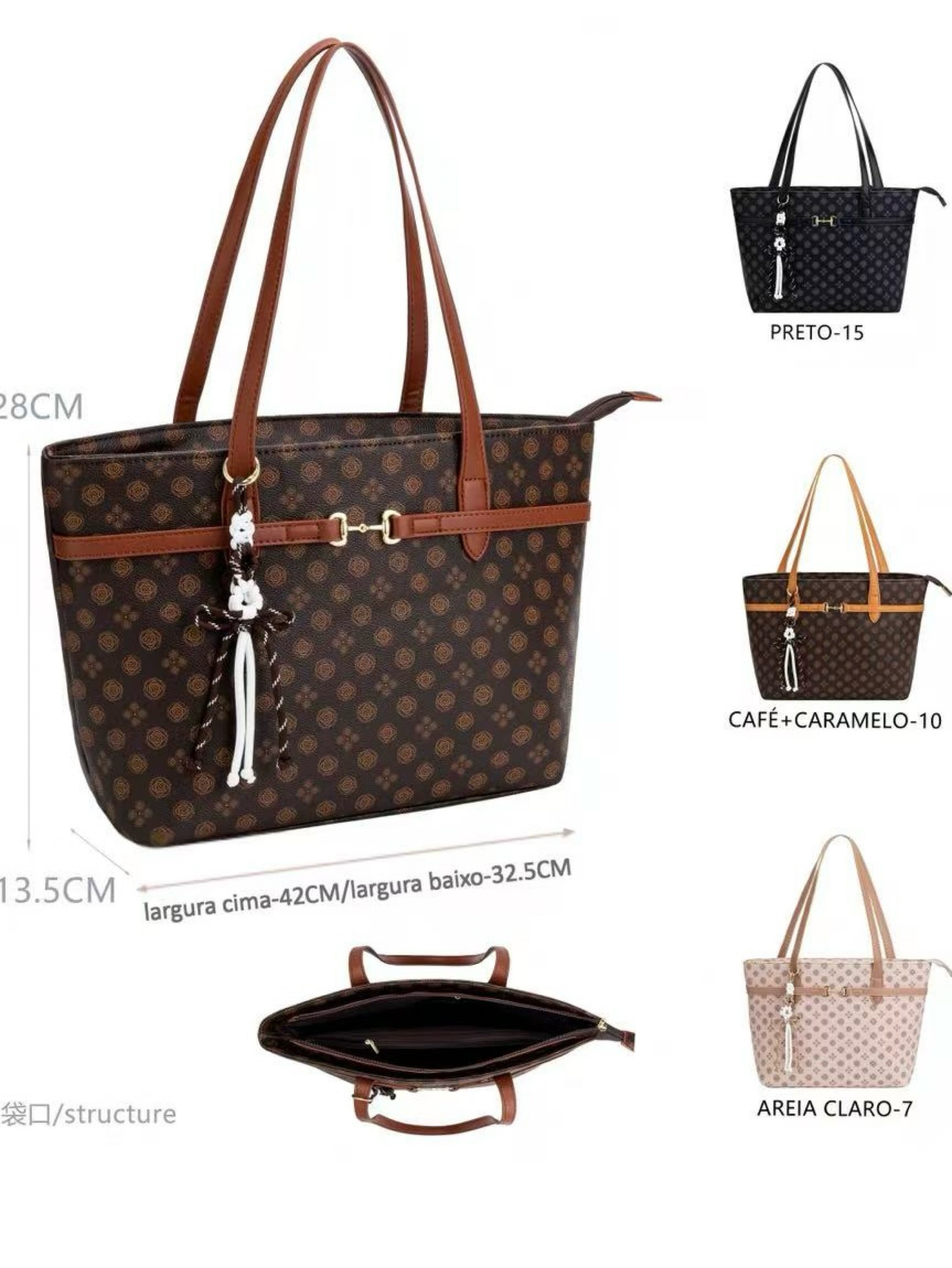 Bolsa de feminina grande com chaveiro