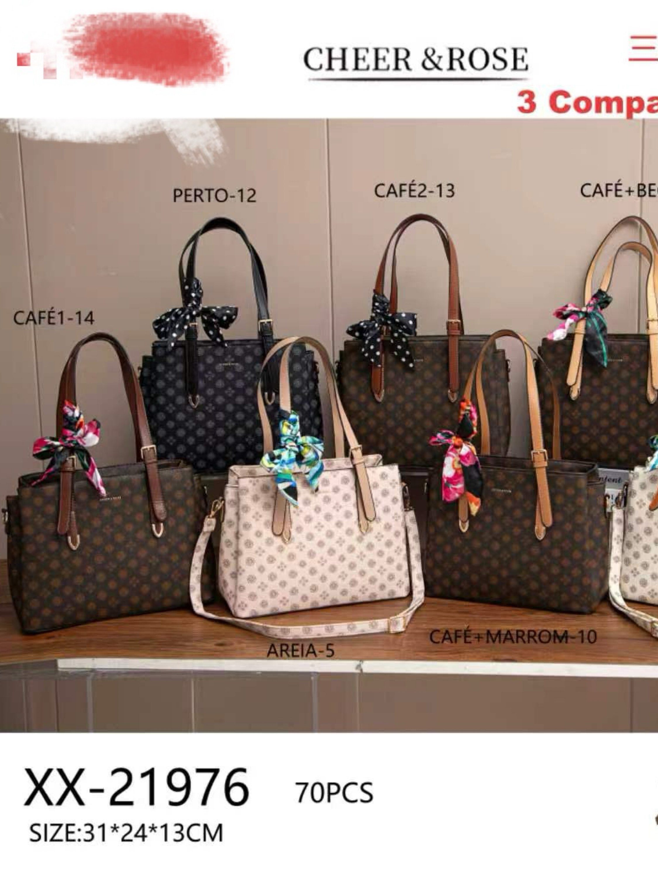 Bolsa feminina grande com chaveiro 21976