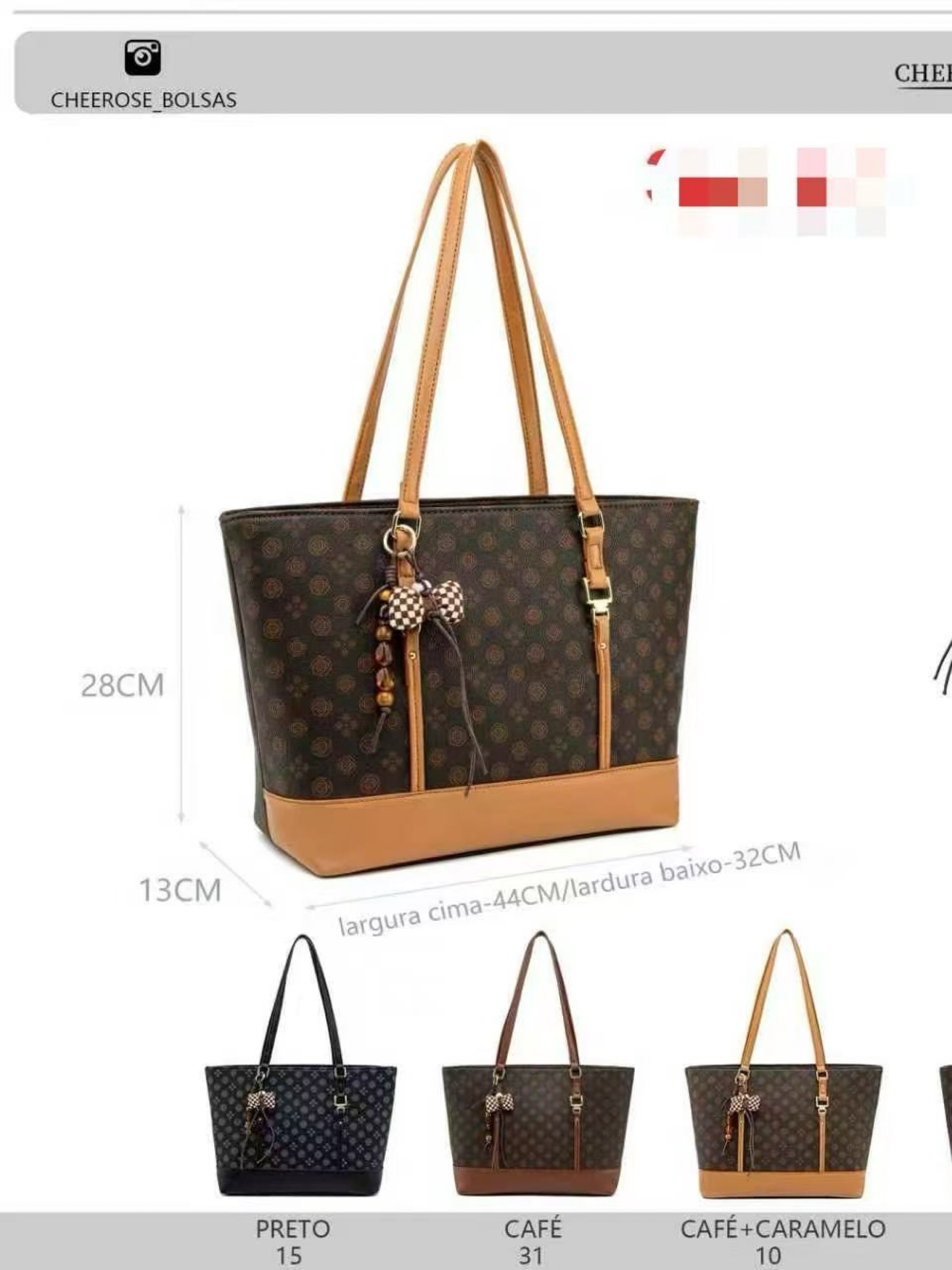 Bolsa de feminina grande com chaveiro7098