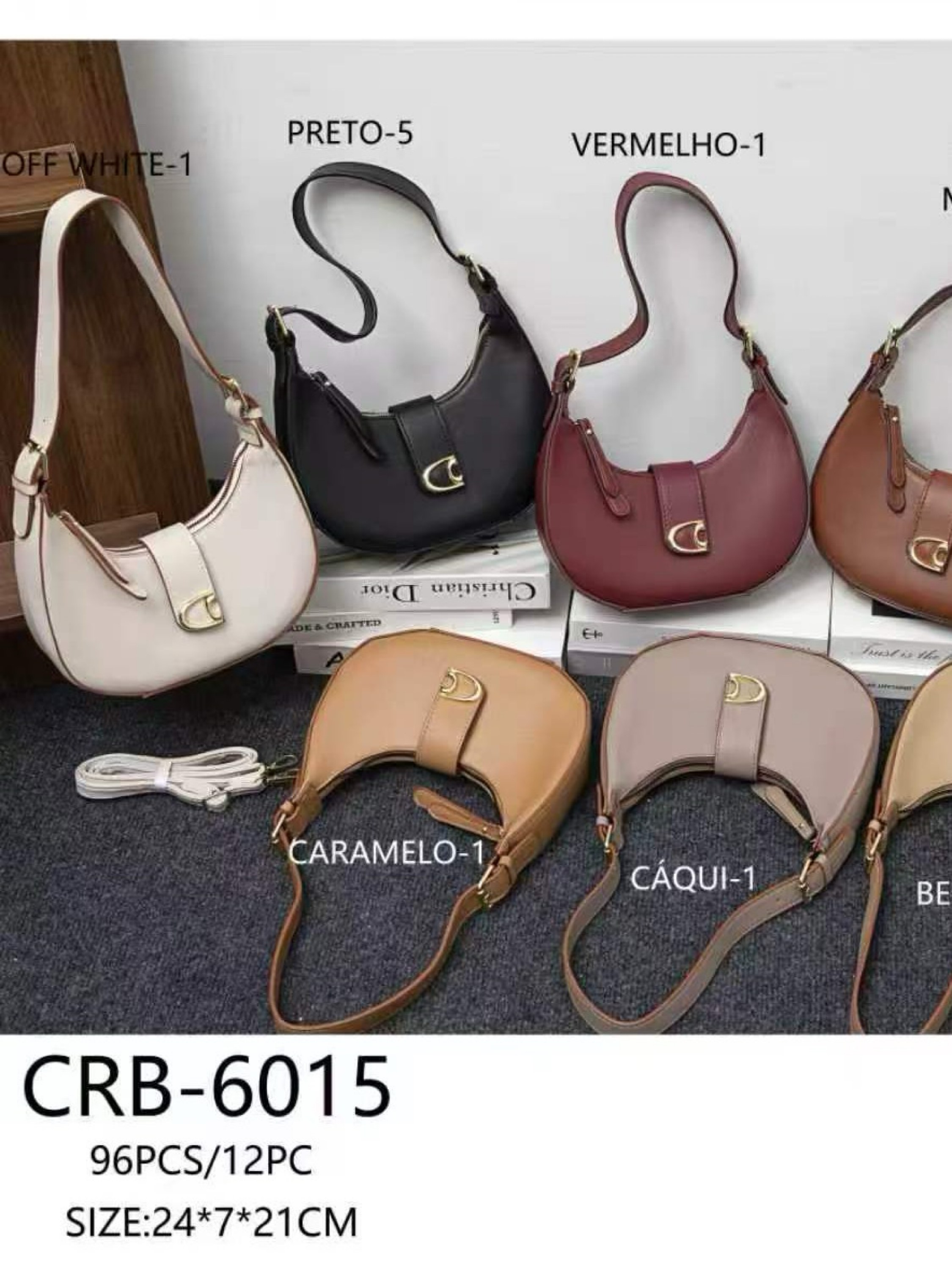 Bolsa meia Lua metalizada com 2 alças