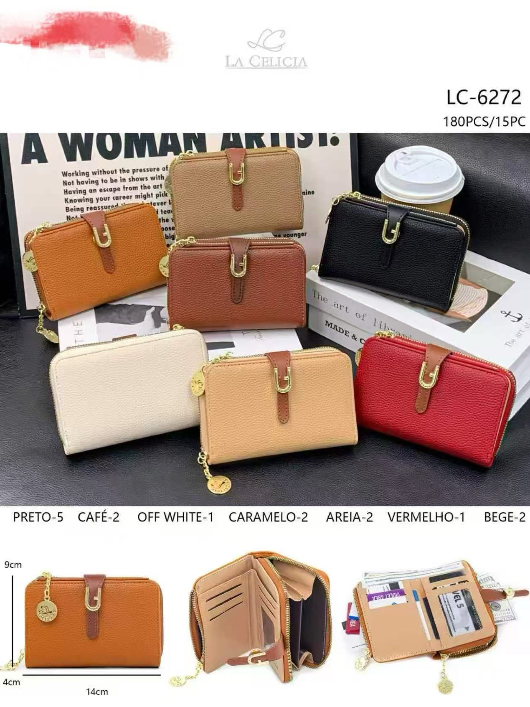 Carteira feminina kit com 15 pc 6272