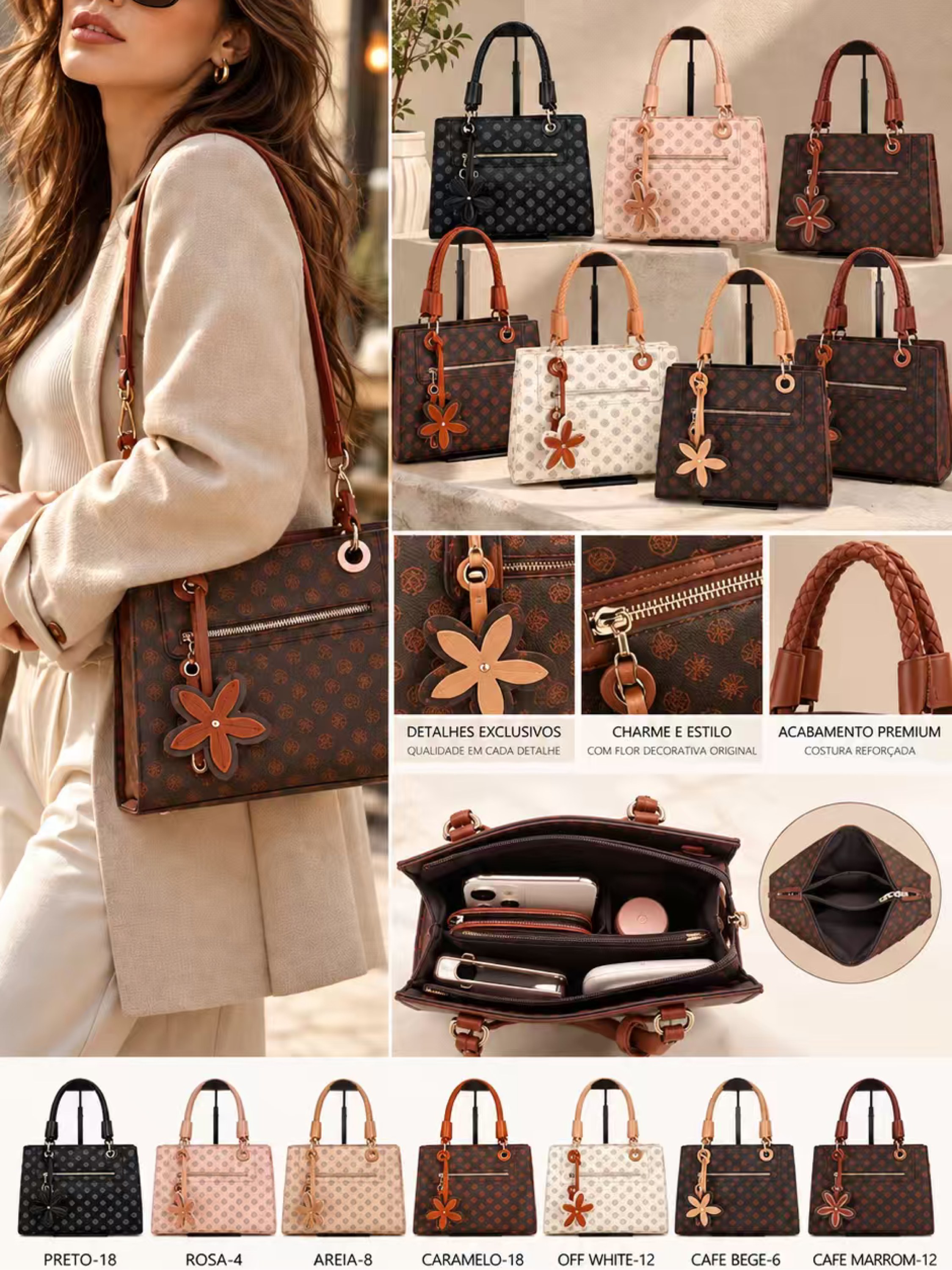 Bolsa feminina com chaveiro 21996