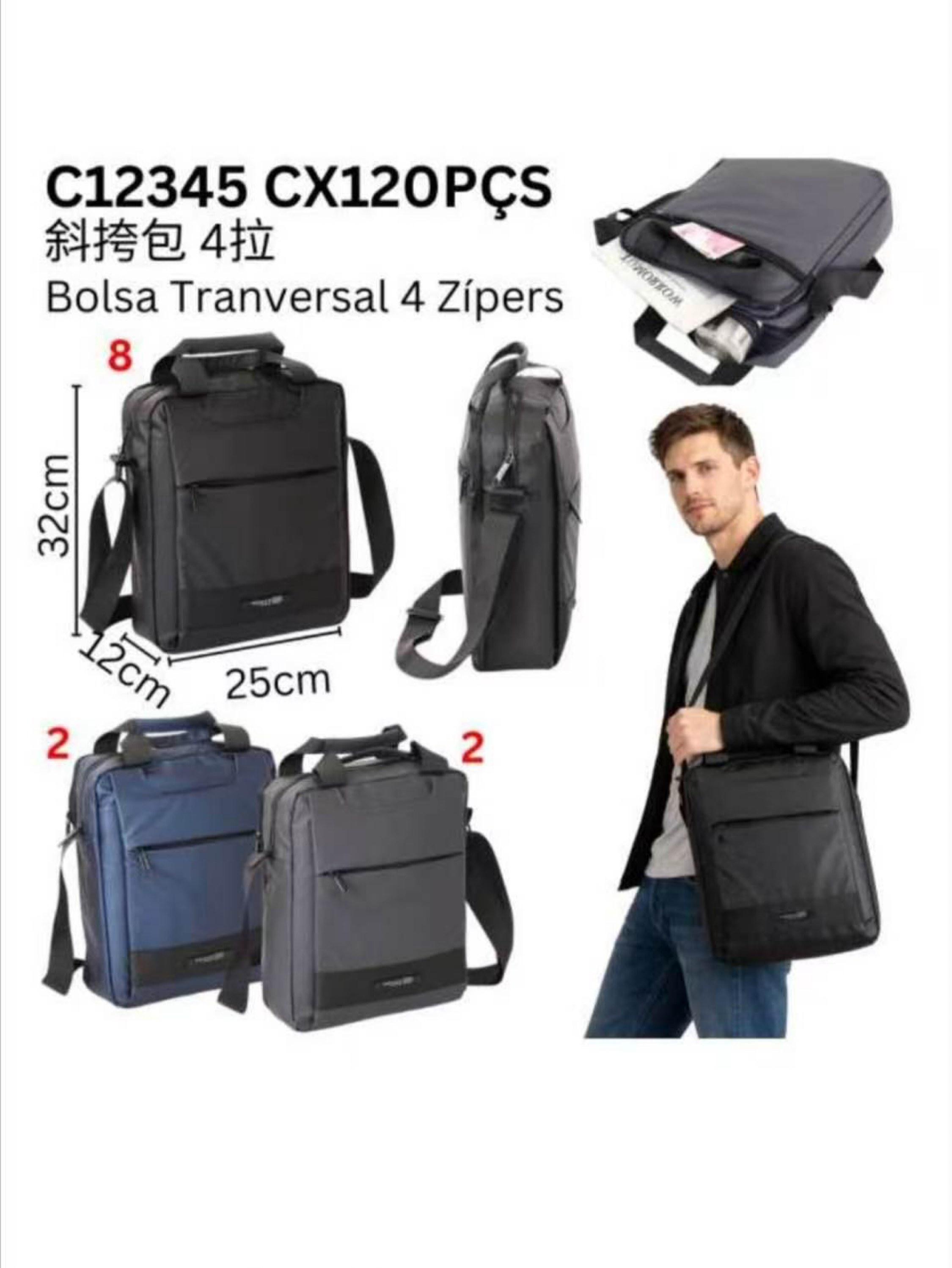 Bolsa transversal4 zipers