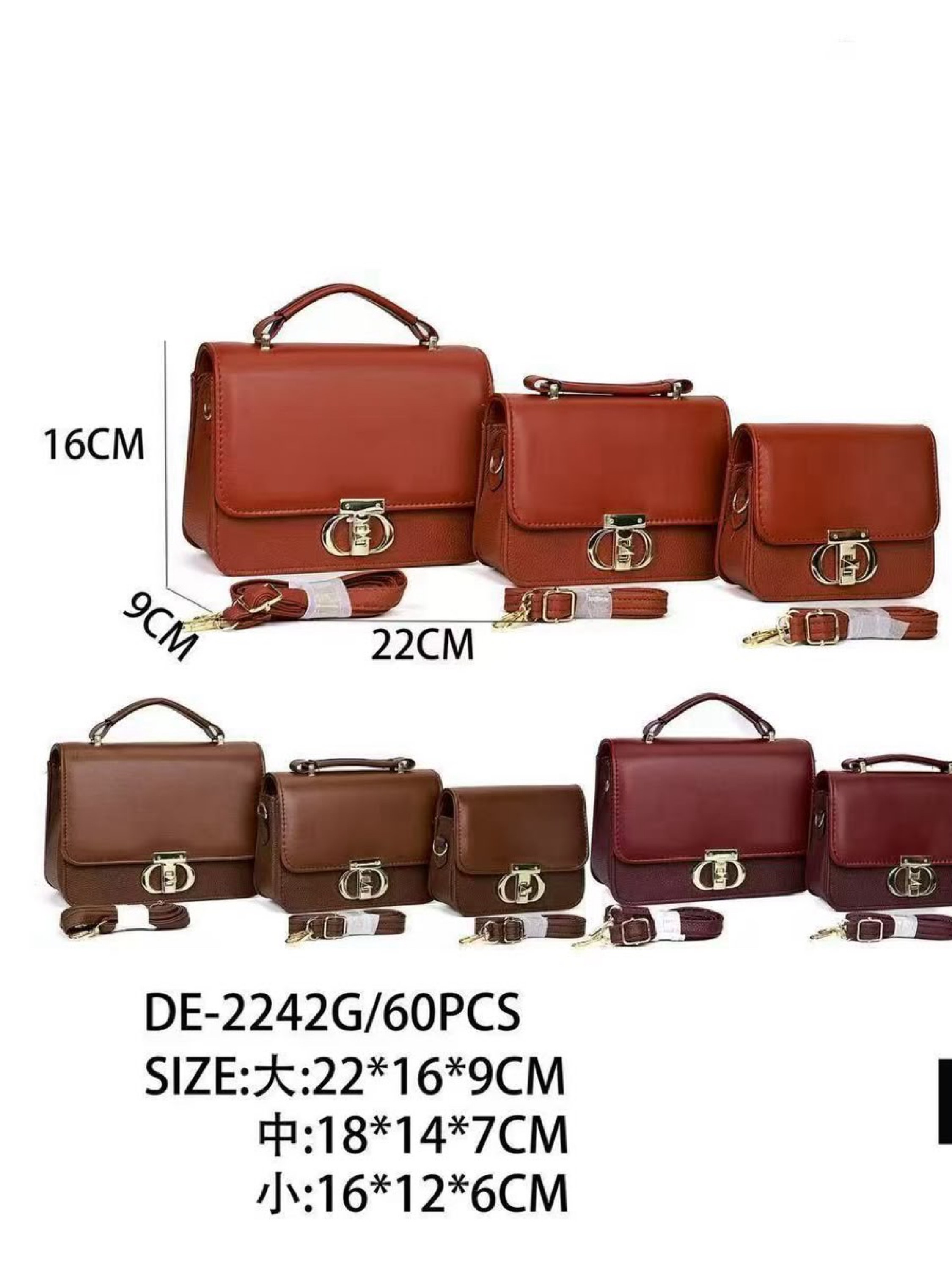 Bolsas transversal kit 3 peças