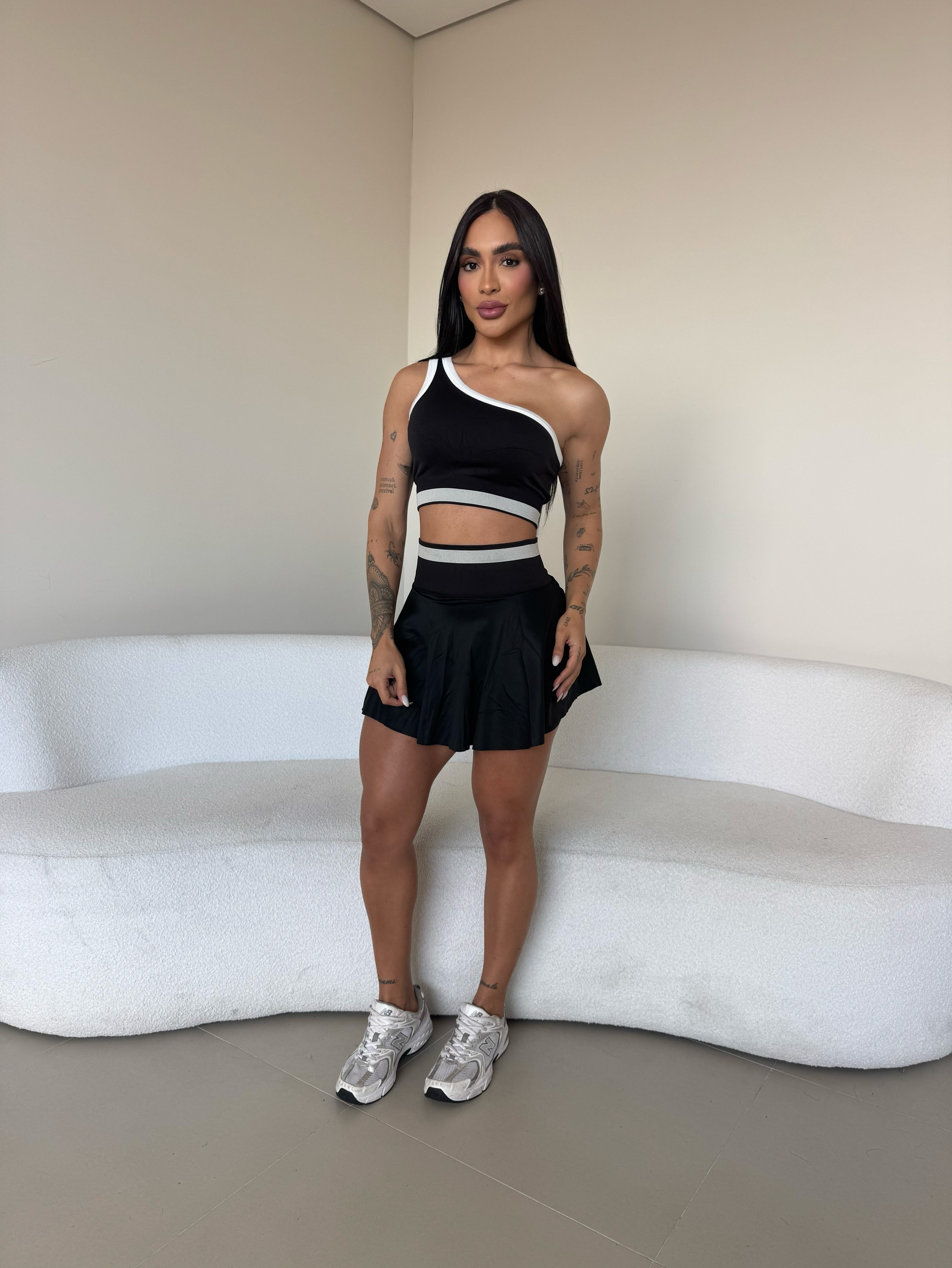 Conjunto Fitness Feminino Premium Top+ Saia Short