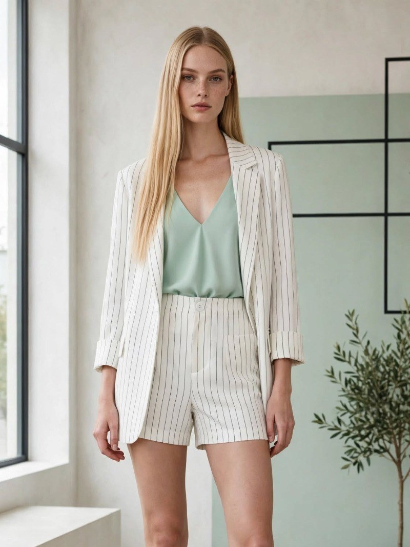 Blazer risca de giz manga 7/8 680